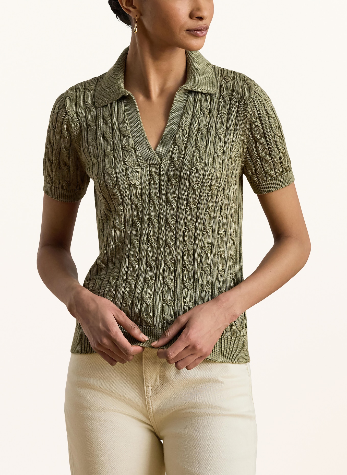 LAUREN RALPH LAUREN Pletené tričko: OLIVOVÁ