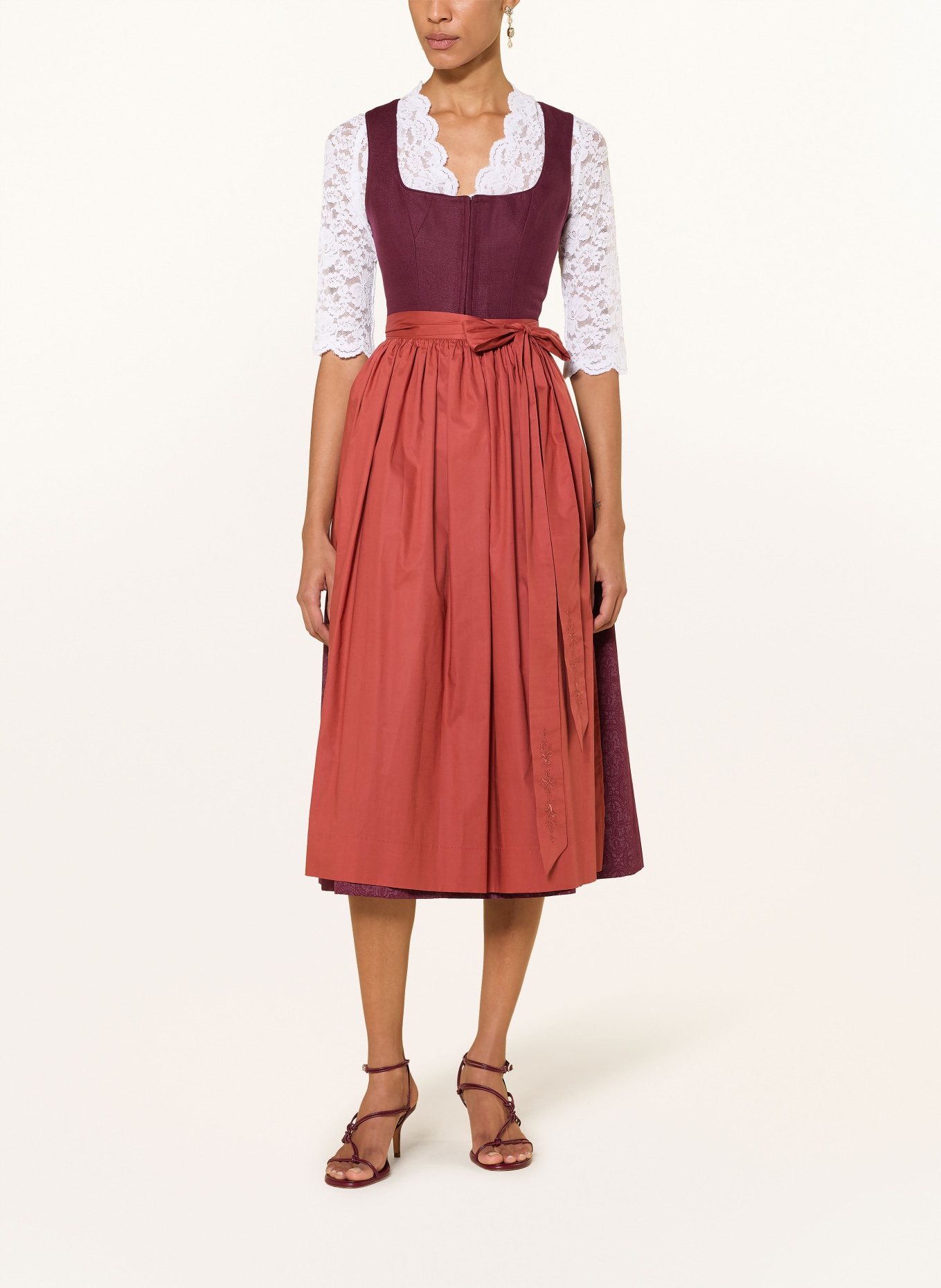 WALDORFF Dirndlbluse SARAH aus Spitze mit 3/4-Arm: WEISS