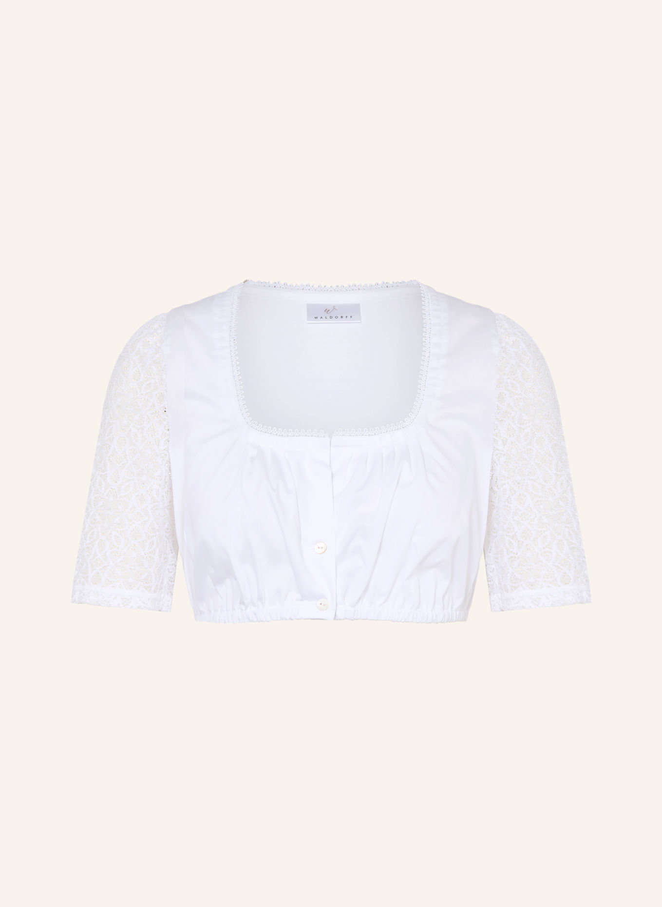 WALDORFF LOLA Dirndl Blouse with Lace: WHITE
