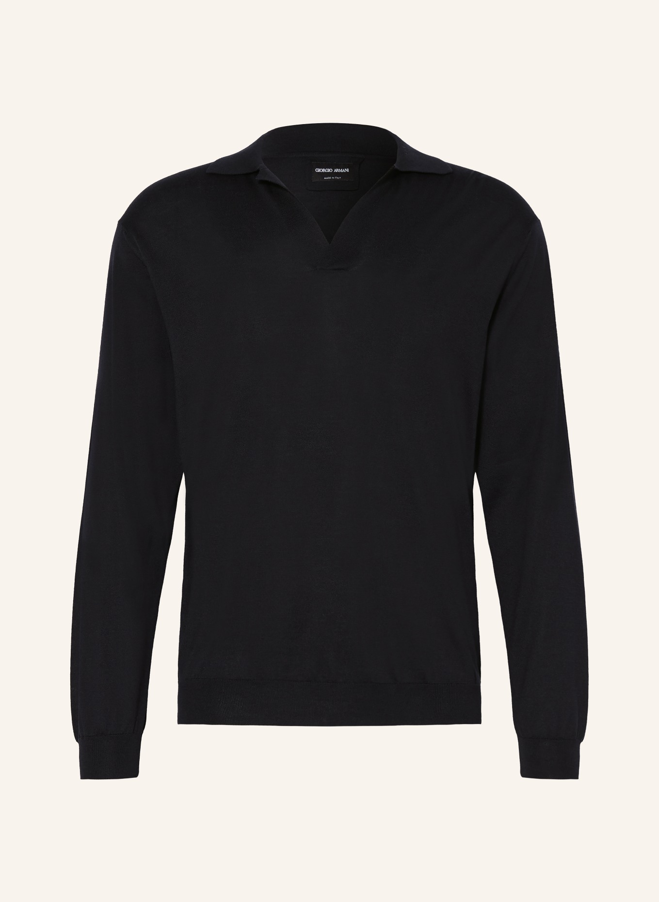 GIORGIO ARMANI Knit polo shirt with silk: DARK BLUE