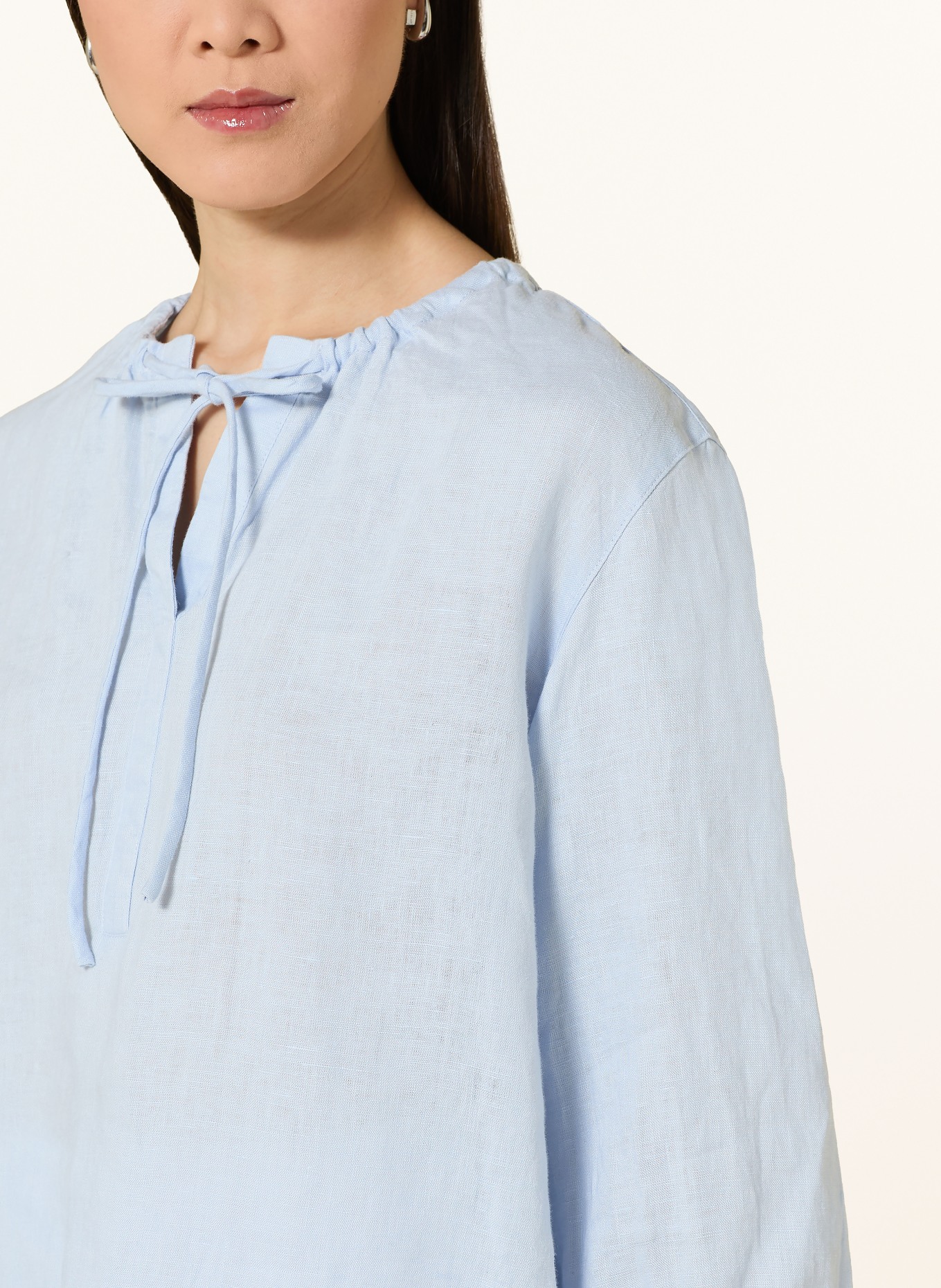OPUS FEDORA-blouse van linnen met 3/4-mouwen: LICHTBLAUW