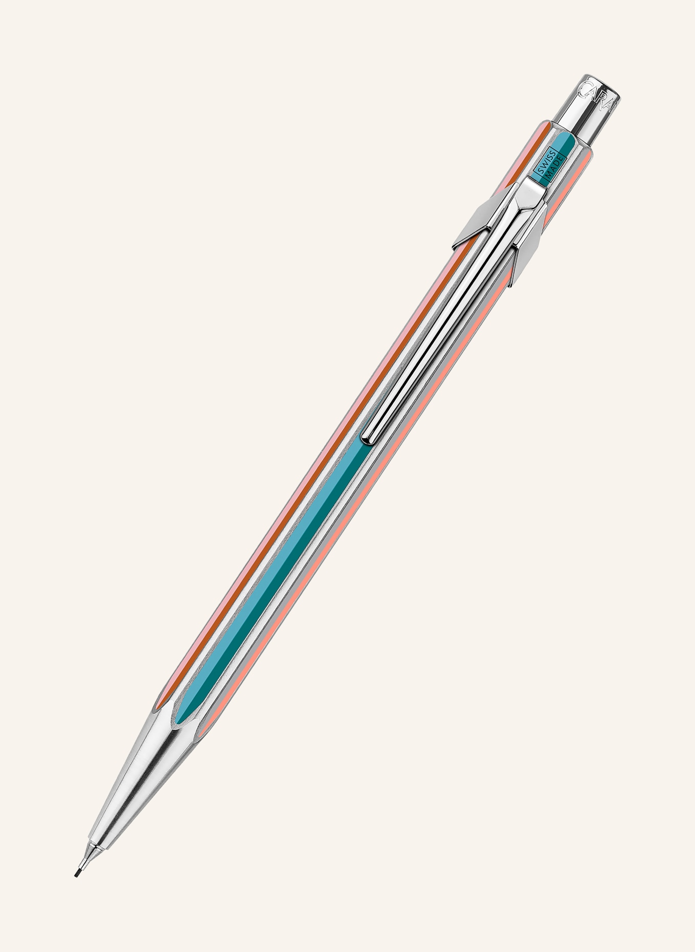 CARAN d'ACHE Penneholder 849™ PAUL SMITH EDITION: SØLV / LYSEORANGE / PETROL