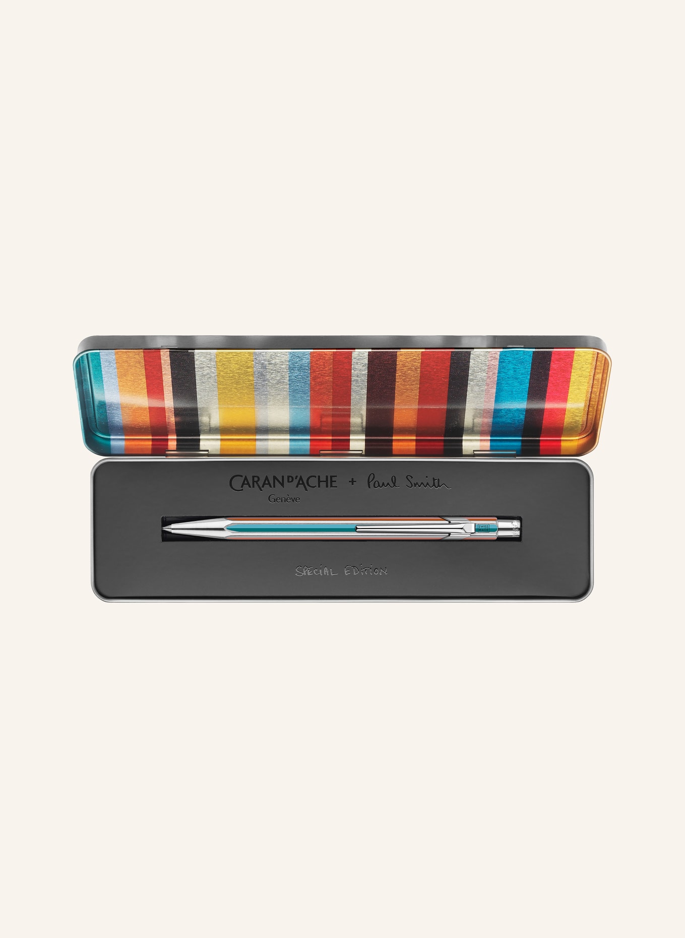CARAN d'ACHE Penneholder 849™ PAUL SMITH EDITION: SØLV / LYSEORANGE / PETROL