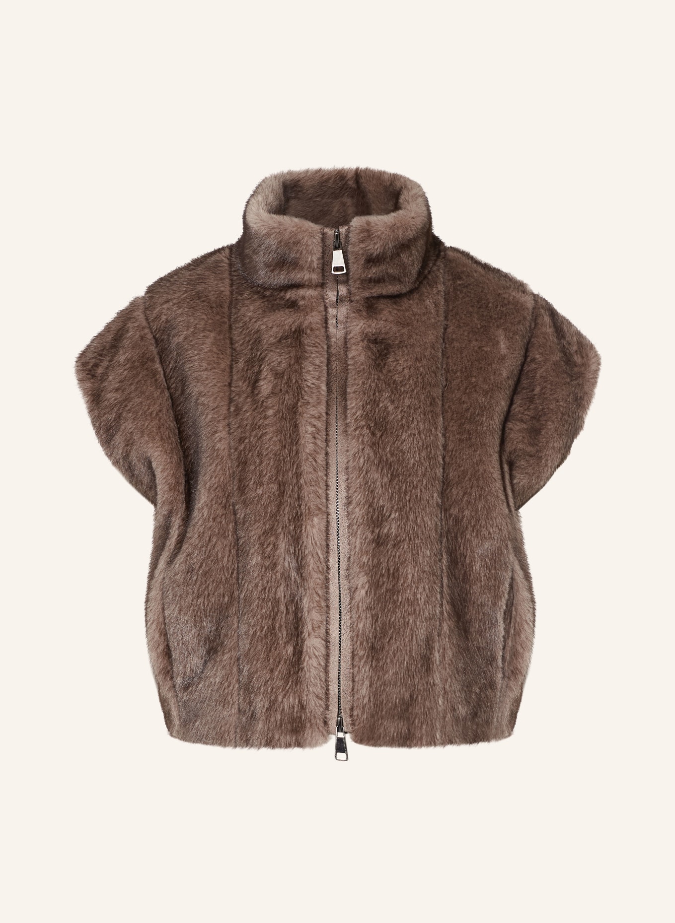BETTA CORRADI Faux fur vest: BROWN / LIGHT BROWN