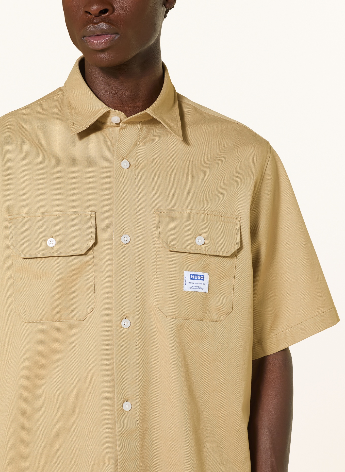 HUGO EKYNO Comfort Fit Short-Sleeve Shirt: LIGHT BROWN
