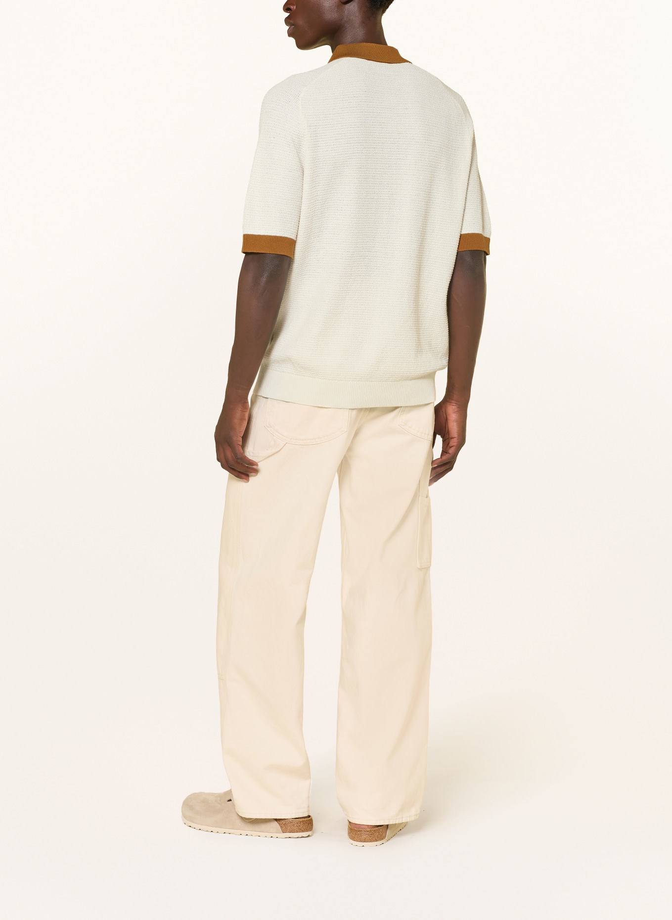 HUGO Knit Polo Shirt SIABLO: ECRU / COGNAC