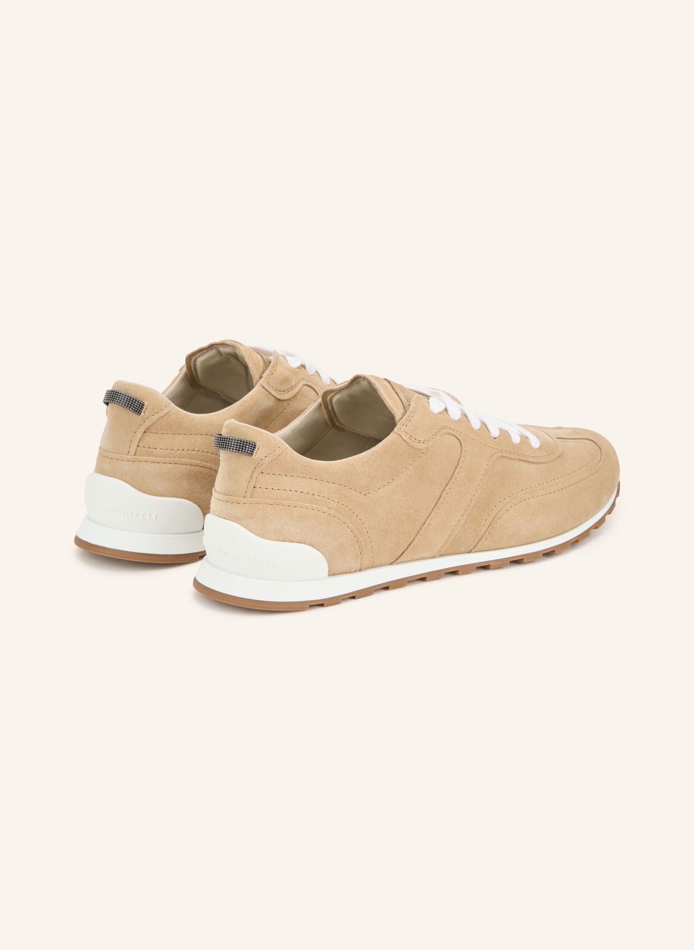 BRUNELLO CUCINELLI Sneaker mit Schmuckperlen: HELLBRAUN / WEISS