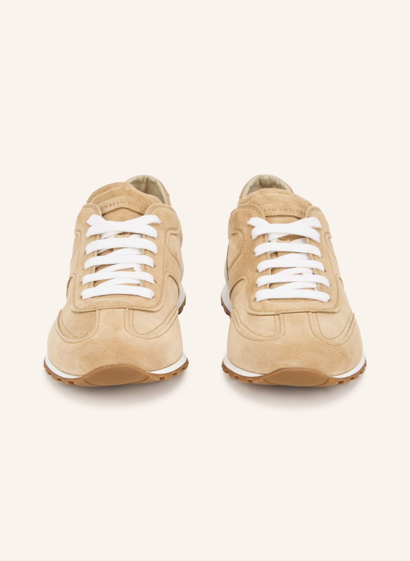 BRUNELLO CUCINELLI Sneaker mit Schmuckperlen: HELLBRAUN / WEISS