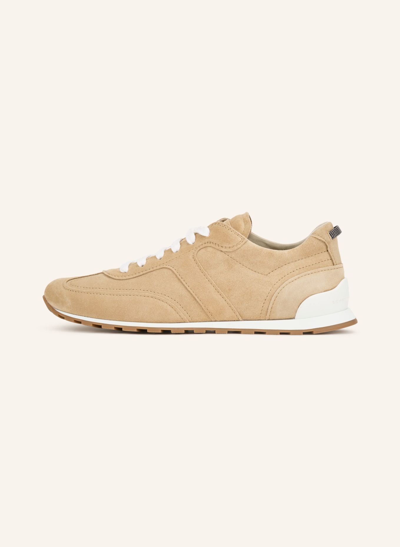 BRUNELLO CUCINELLI Sneaker mit Schmuckperlen: HELLBRAUN / WEISS