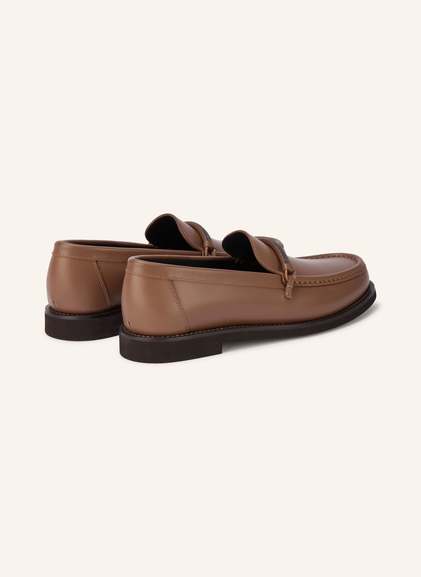 BRUNELLO CUCINELLI Loafer mit Schmuckperlen: BRAUN