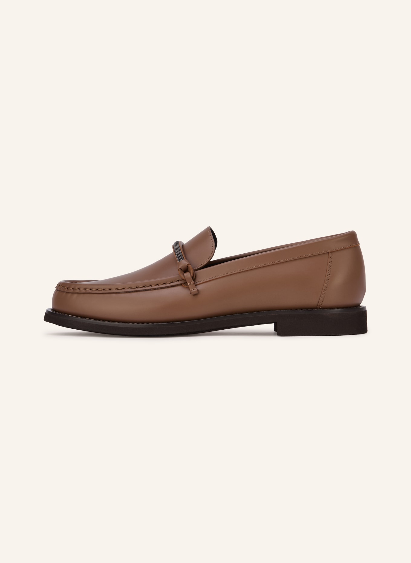 BRUNELLO CUCINELLI Loafer mit Schmuckperlen: BRAUN