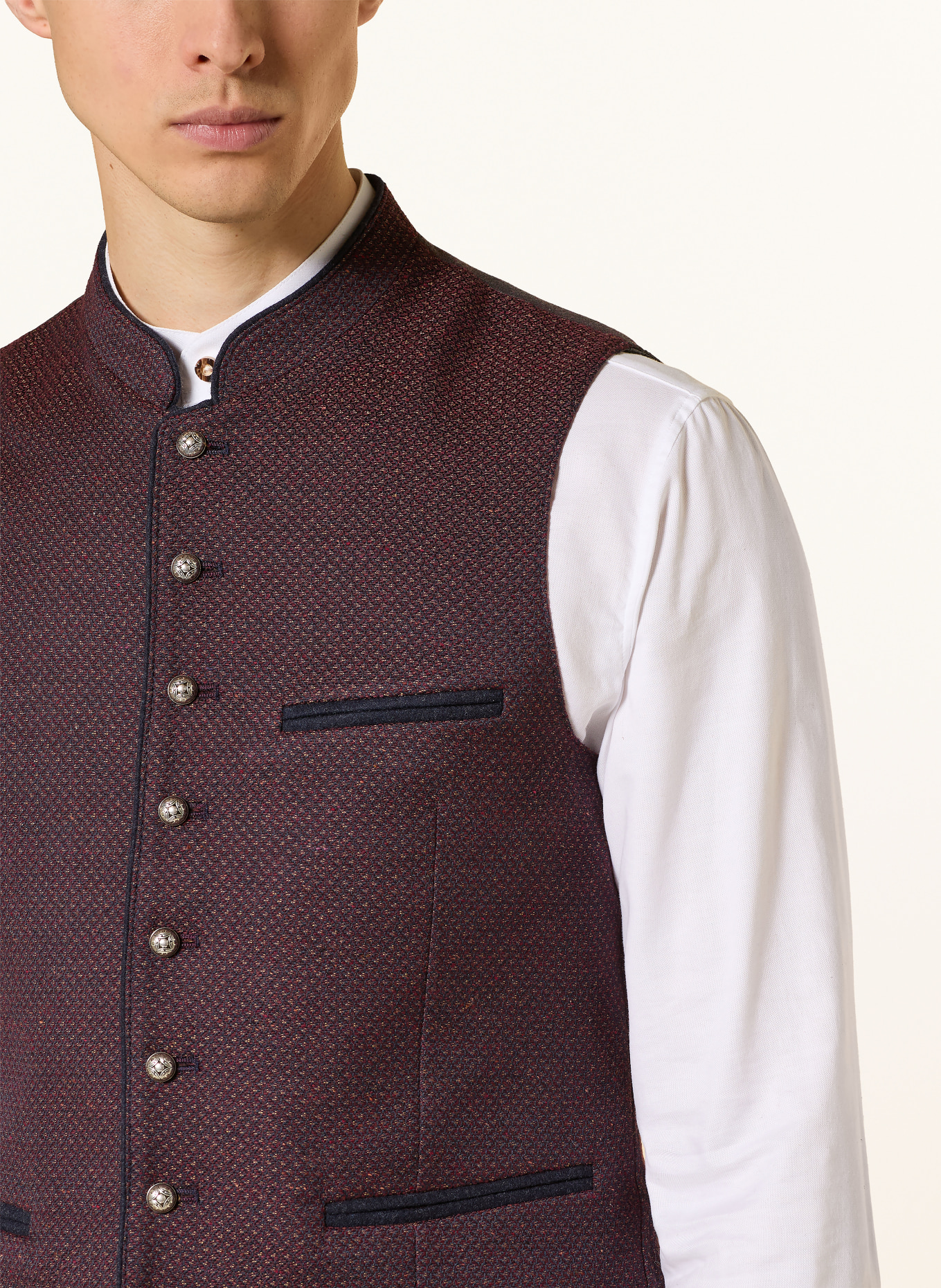 BECKERT Traditionel vest FCB-CORBIN: MØRKERØD / MØRKEGRÅ / SORT