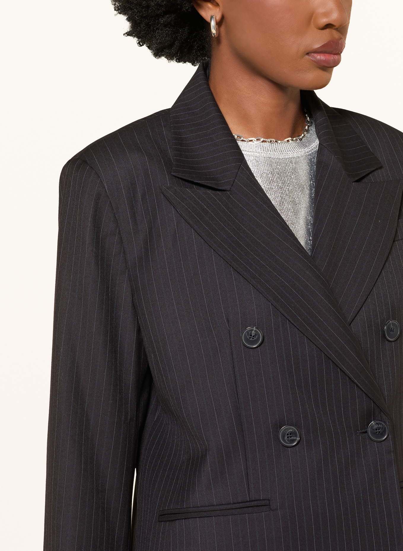 ba&sh Blazer COLINE: MØRKEBLÅ / BLÅ / HVID