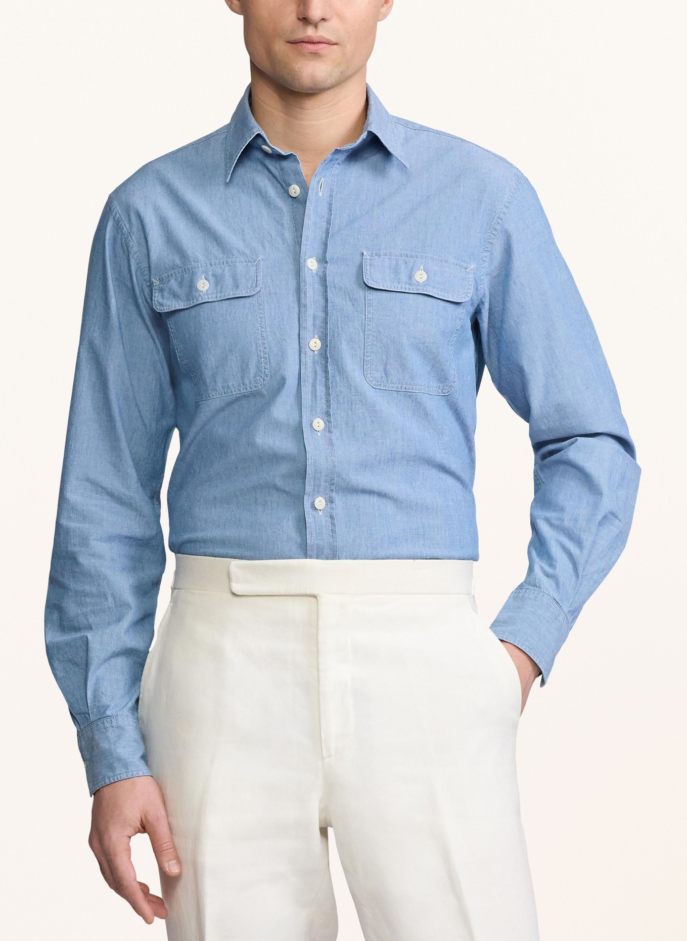 RALPH LAUREN PURPLE LABEL Jeanshemd Slim Fit: HELLBLAU