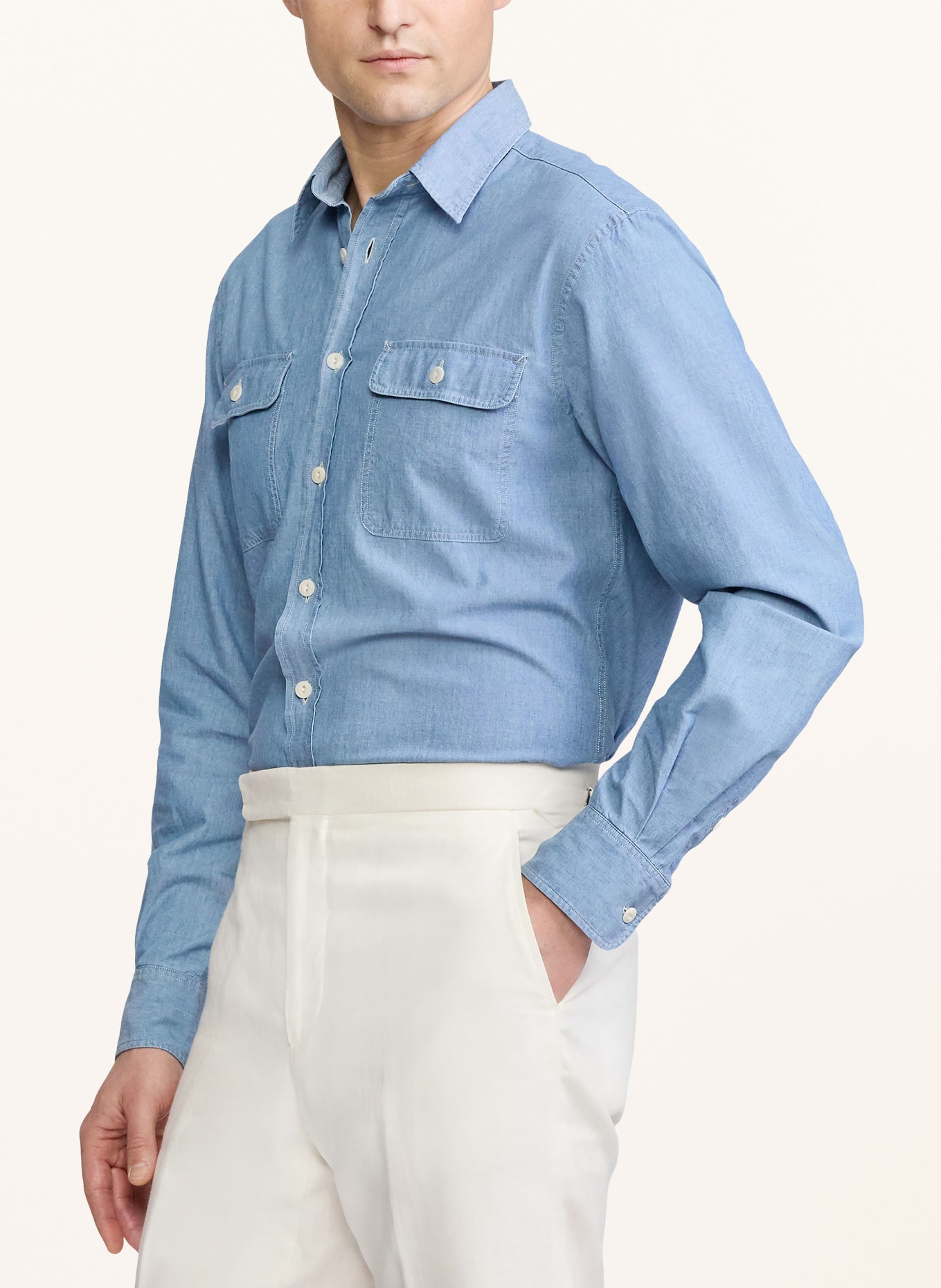 RALPH LAUREN PURPLE LABEL Jeanshemd Slim Fit: HELLBLAU