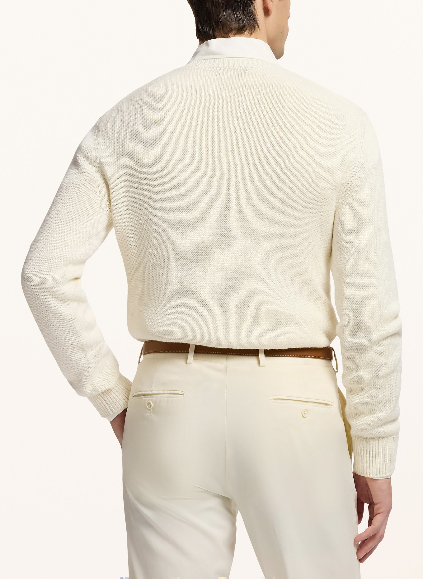 RALPH LAUREN PURPLE LABEL Trui met zijde: WIT / LICHTBRUIN / BLAUW