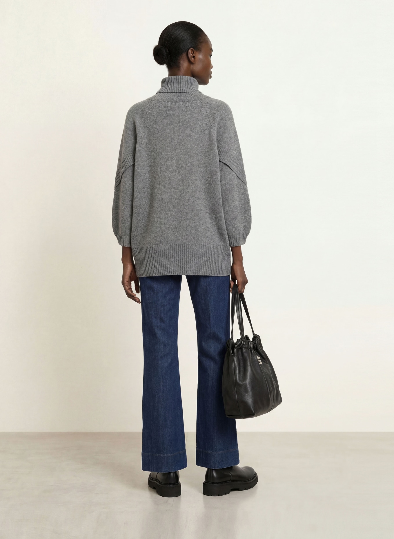 SEM PER LEI Cashmere turtleneck sweater: GRAY