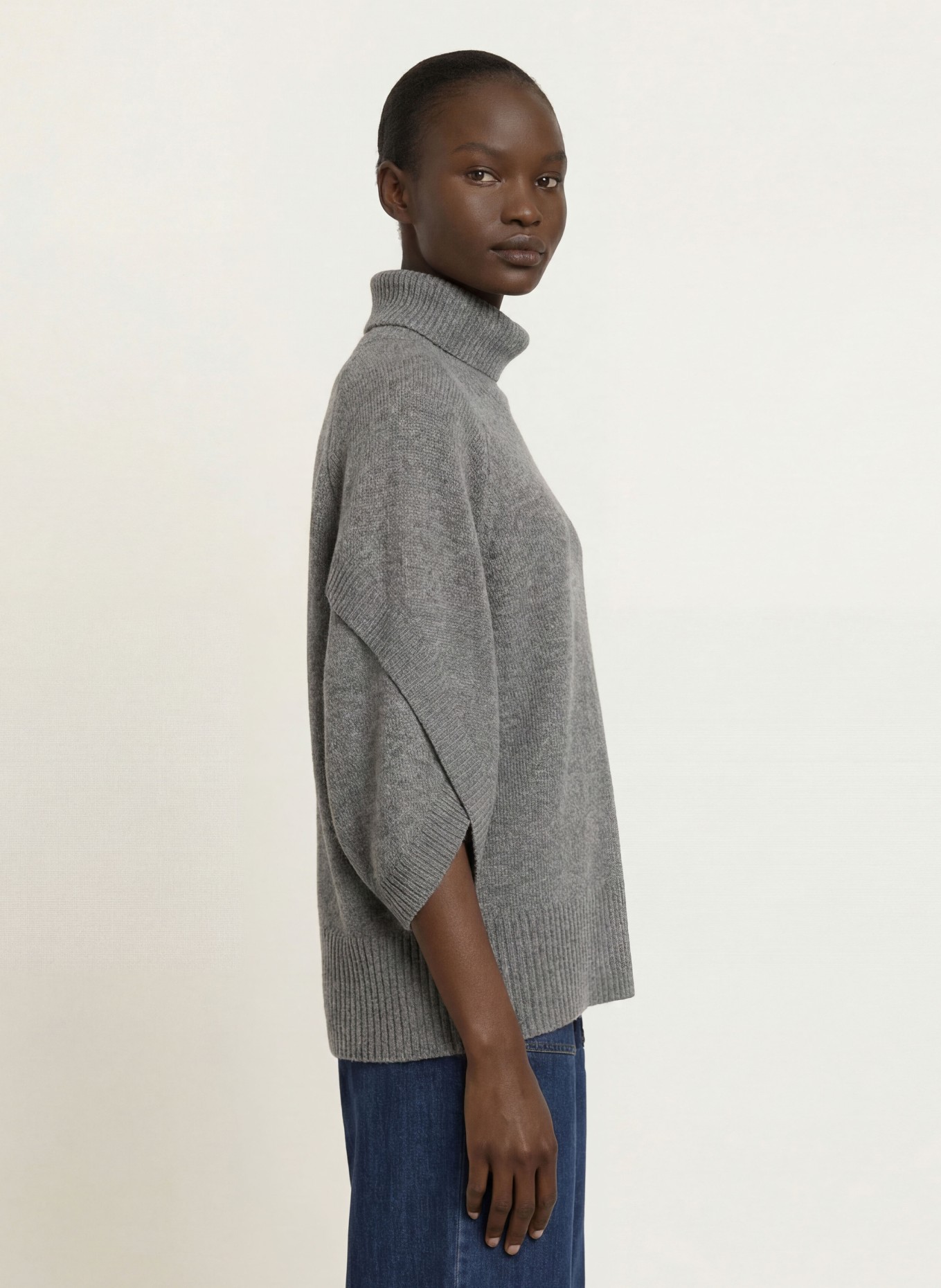 SEM PER LEI Cashmere turtleneck sweater: GRAY
