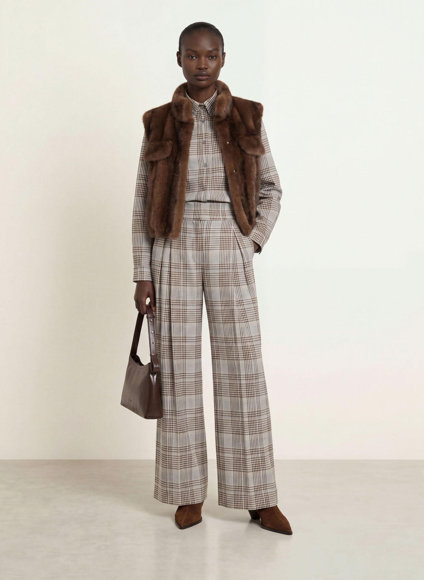 SEM PER LEI Marlenehose: GRAU / DUNKELBRAUN / BEIGE