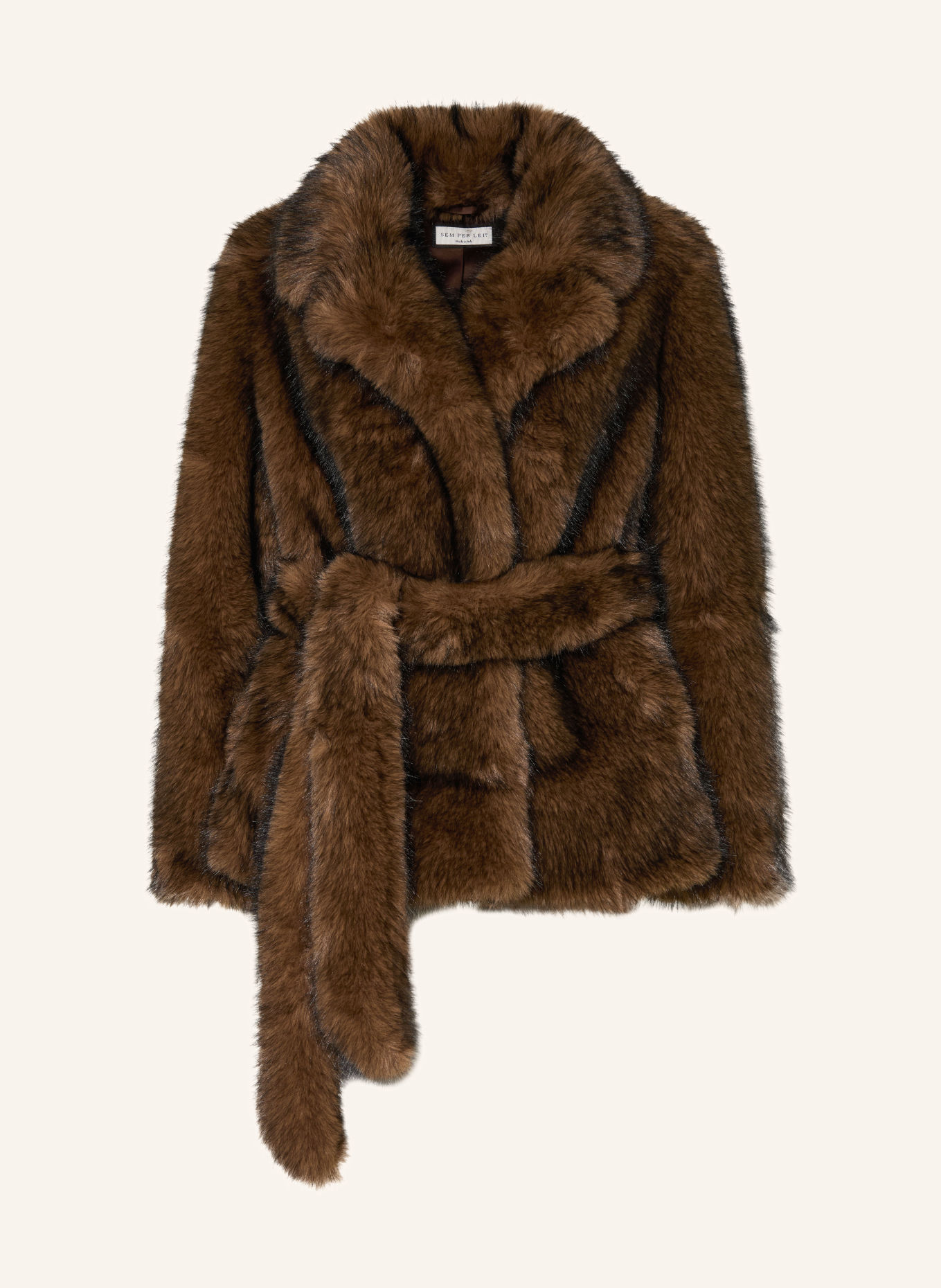 SEM PER LEI Faux fur jacket: BROWN