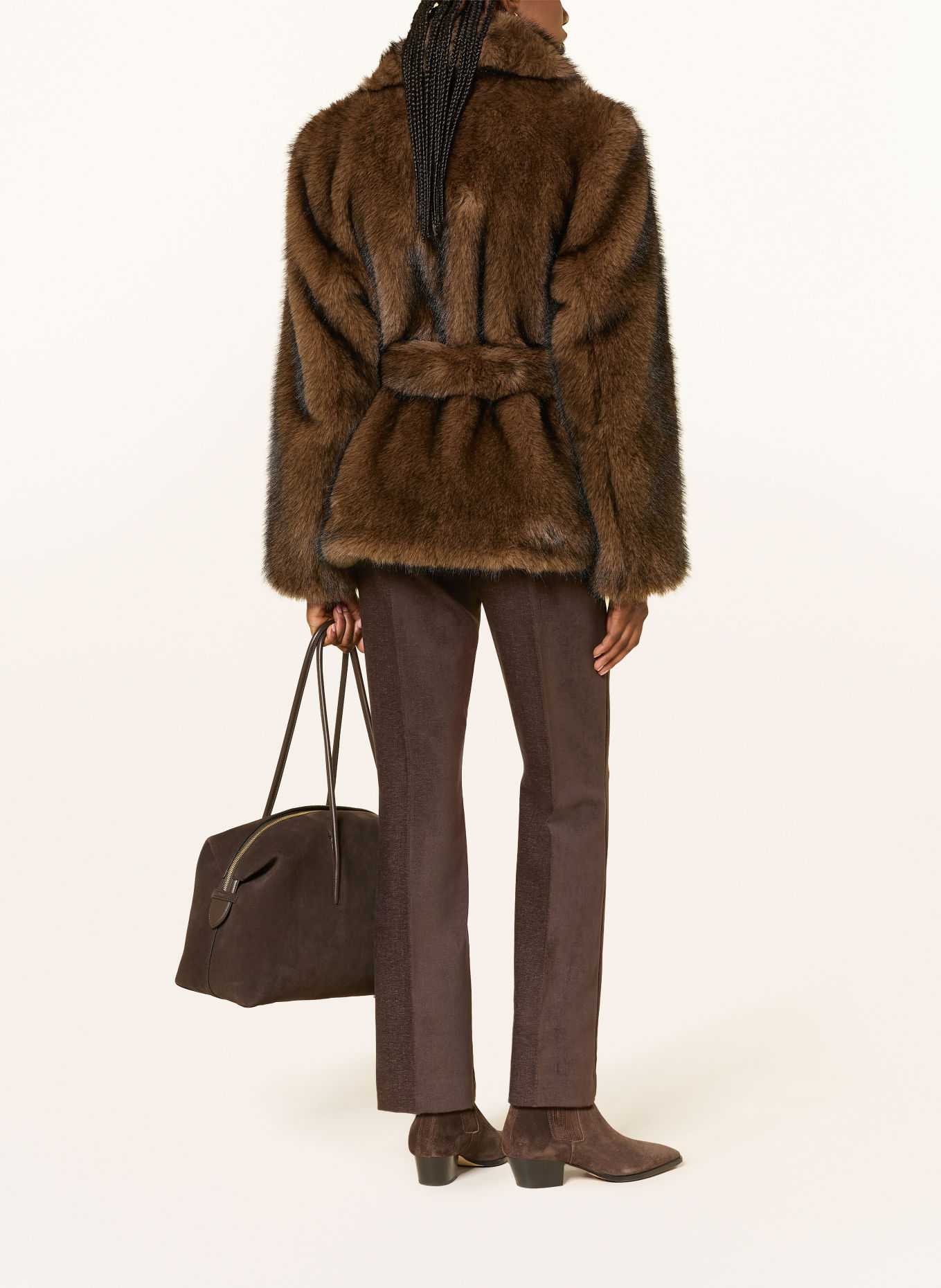 SEM PER LEI Faux fur jacket: BROWN