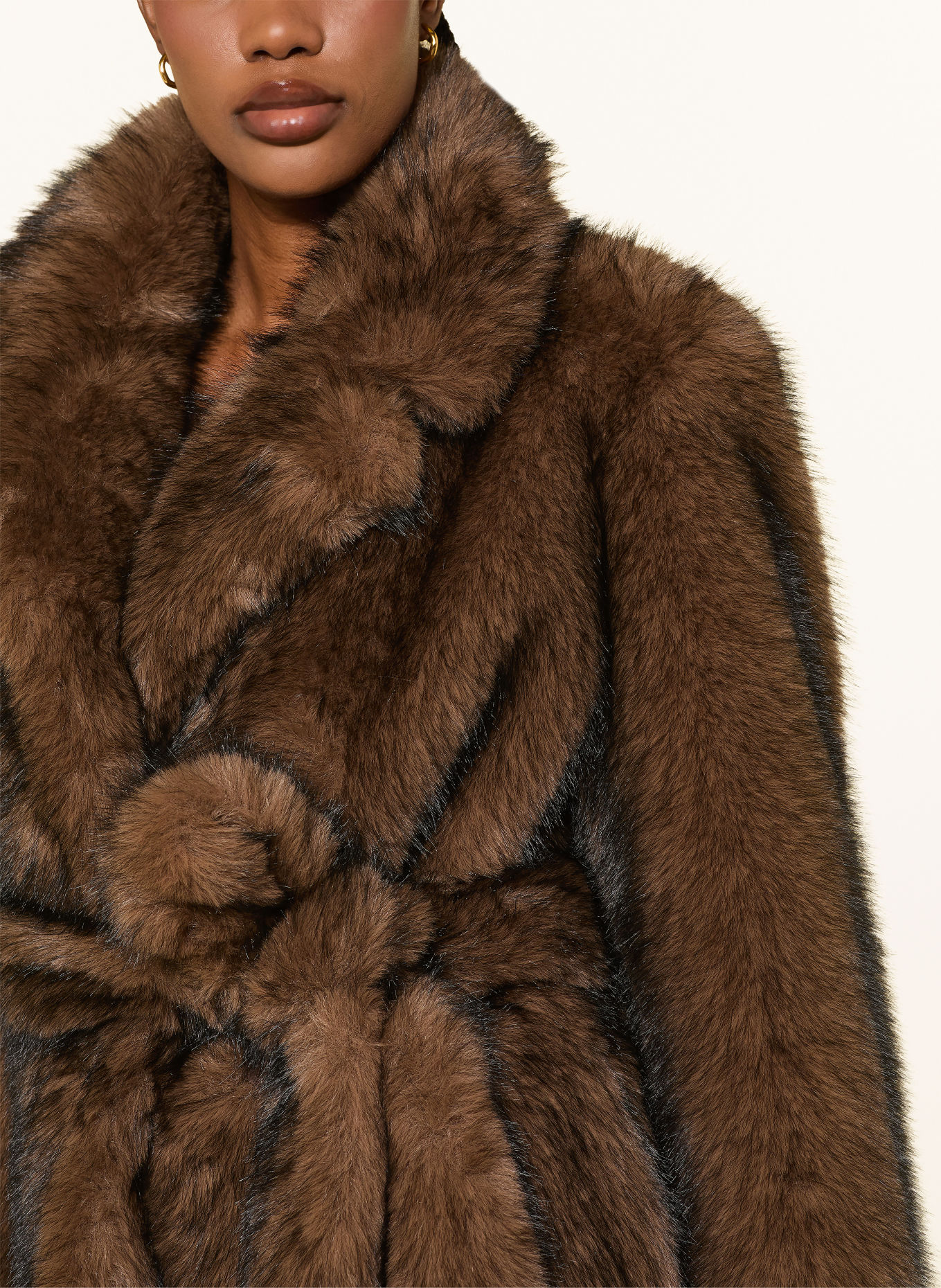 SEM PER LEI Faux fur jacket: BROWN