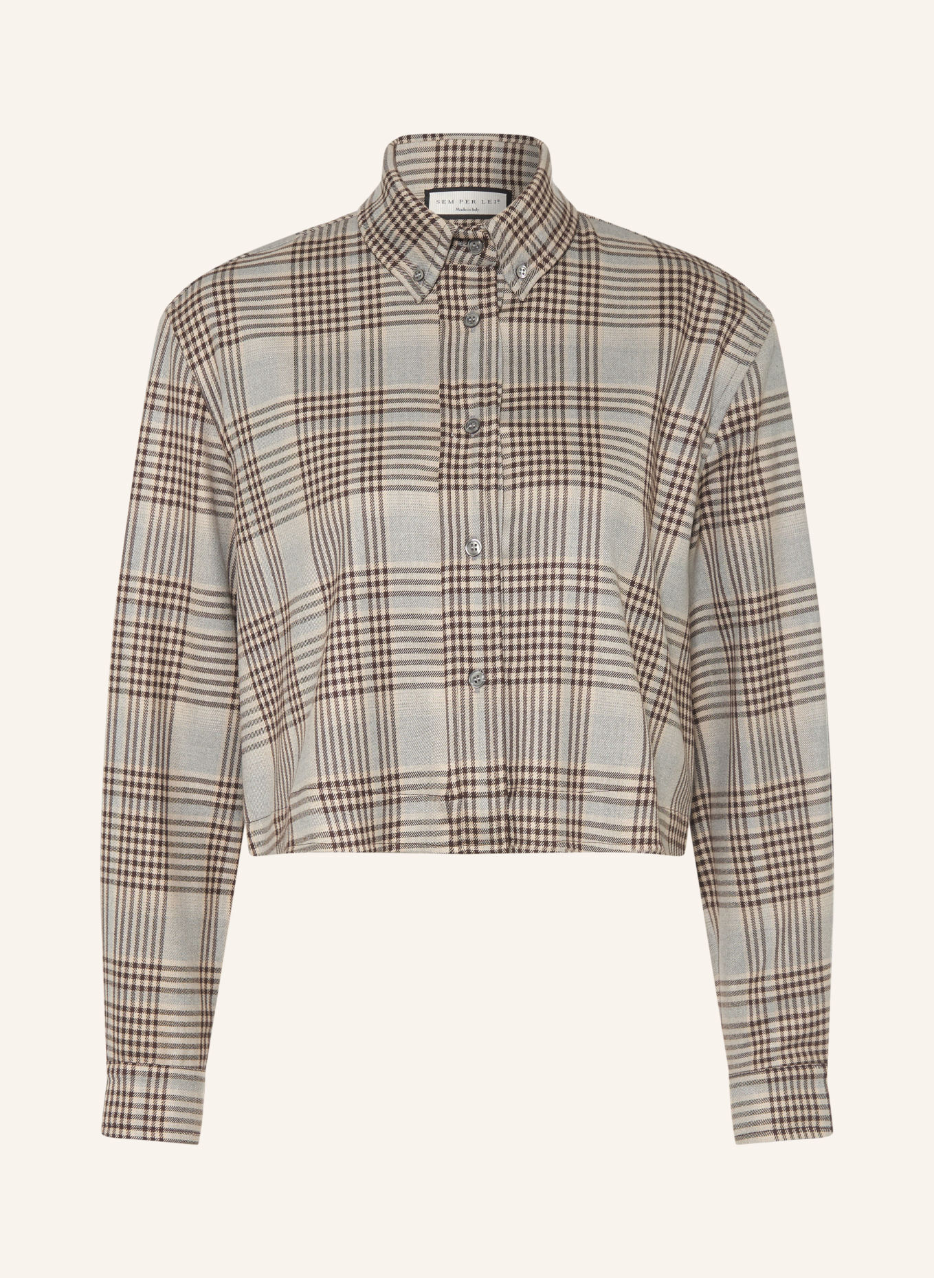 SEM PER LEI Hemdbluse: GRAU / DUNKELBRAUN / BEIGE