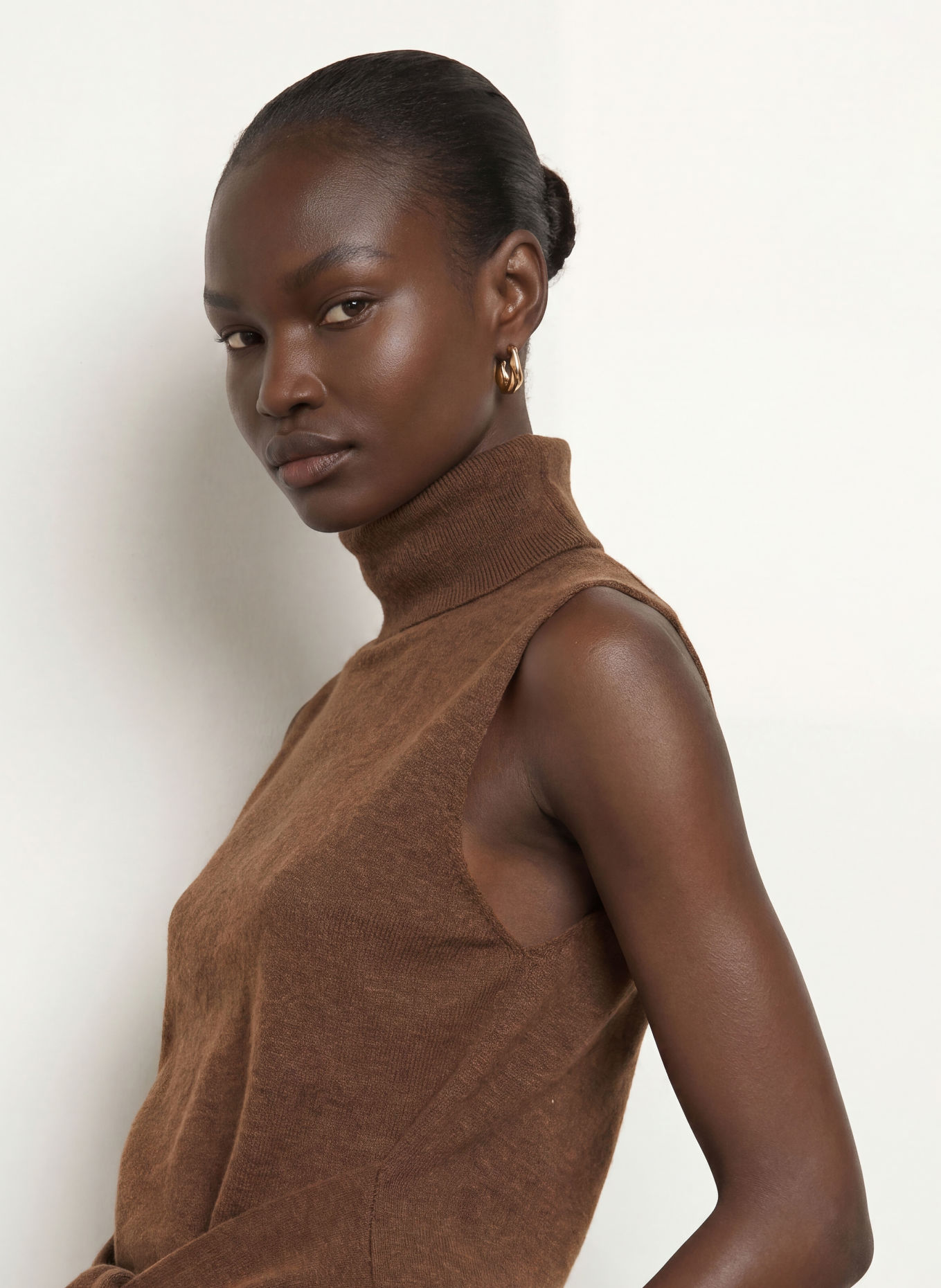 SEM PER LEI Haut en maille avec cachemire: MARRON FONCÉ