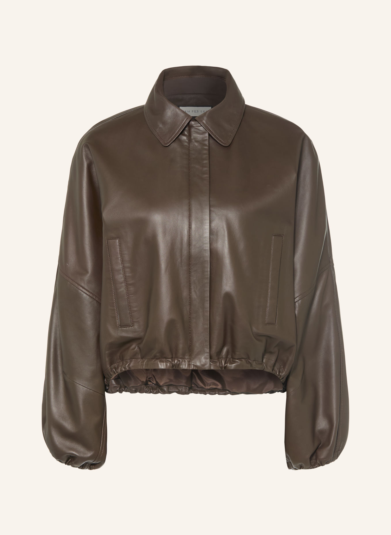 SEM PER LEI Leather jacket: DARK BROWN