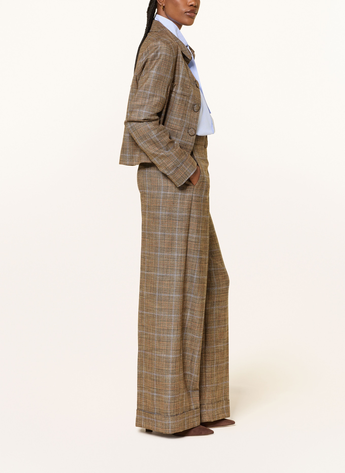 SEM PER LEI Marlenehose: COGNAC / DUNKELBRAUN / HELLLILA