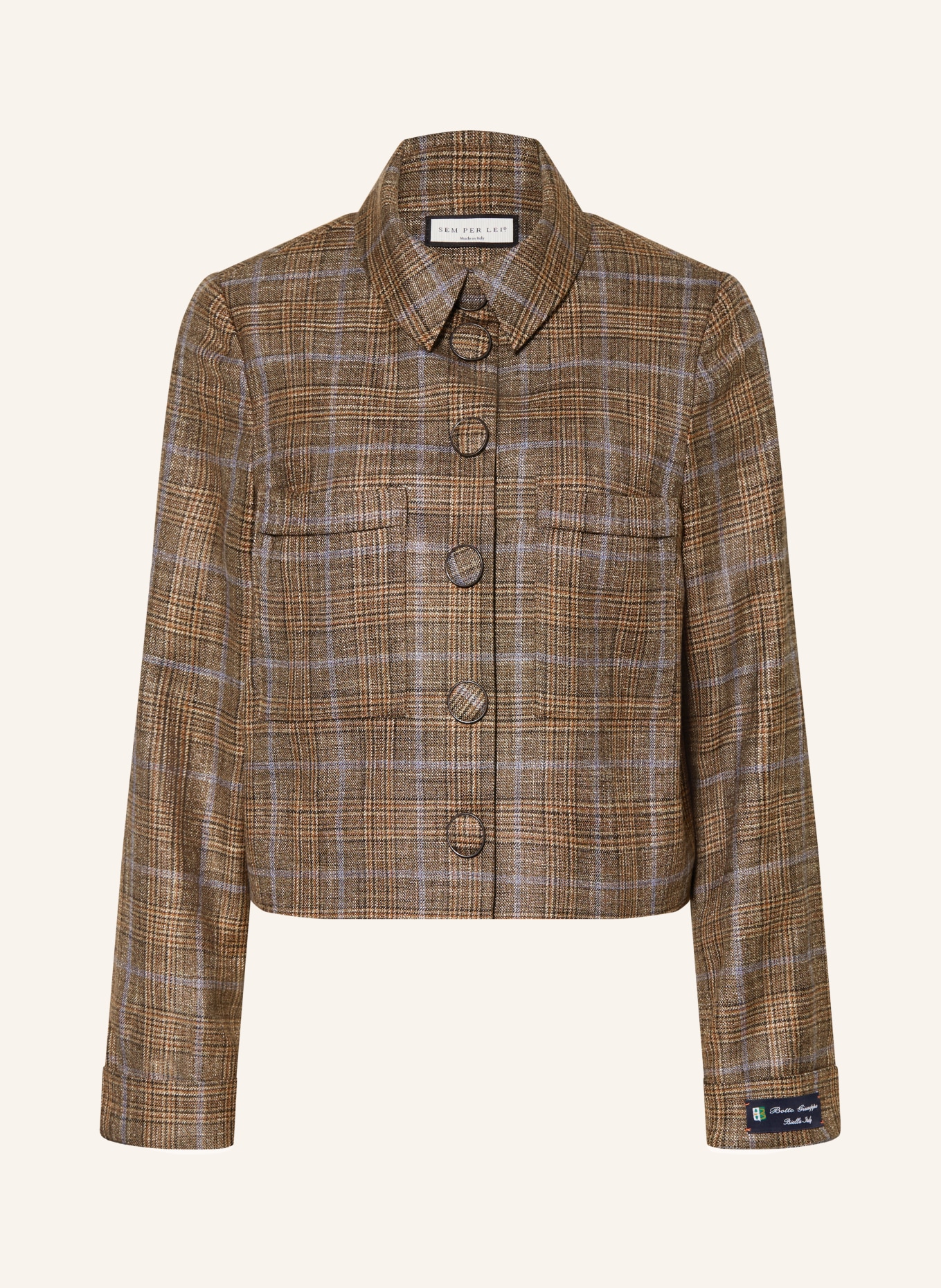 SEM PER LEI Kastenjacke: COGNAC / DUNKELBRAUN / HELLLILA