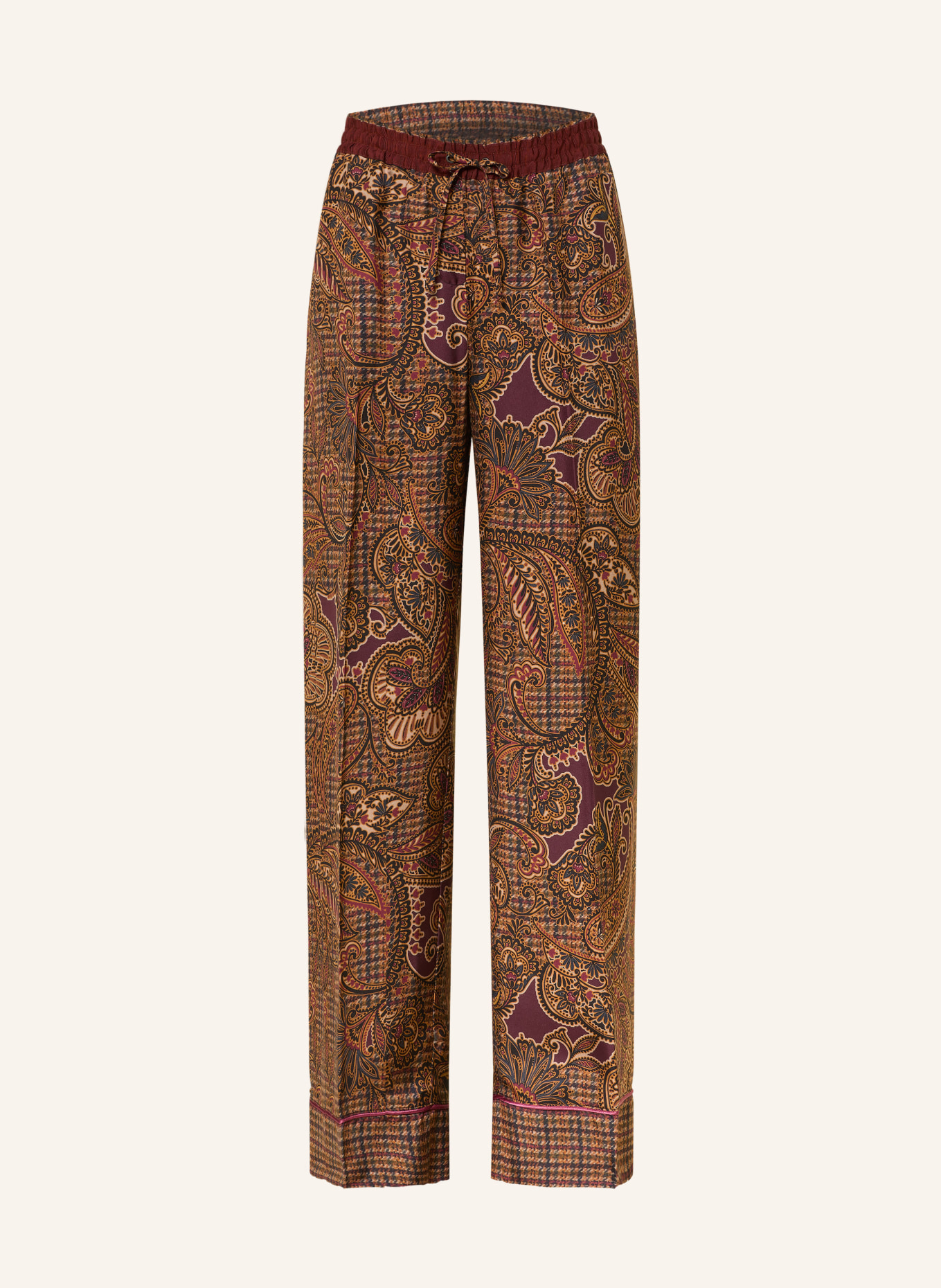 SEM PER LEI Marlenehose aus Seide: COGNAC / DUNKELLILA / SCHWARZ