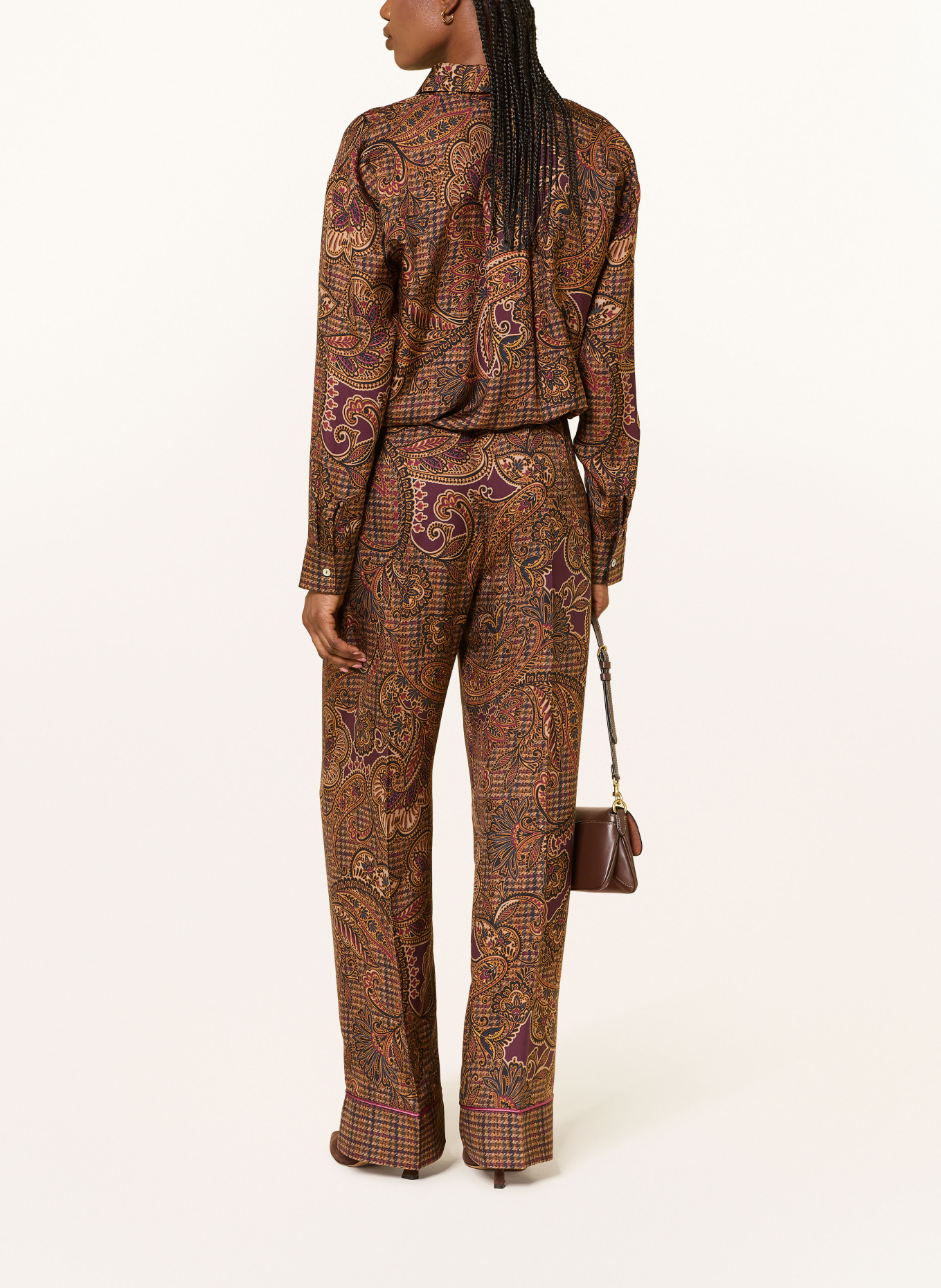 SEM PER LEI Marlenehose aus Seide: COGNAC / DUNKELLILA / SCHWARZ
