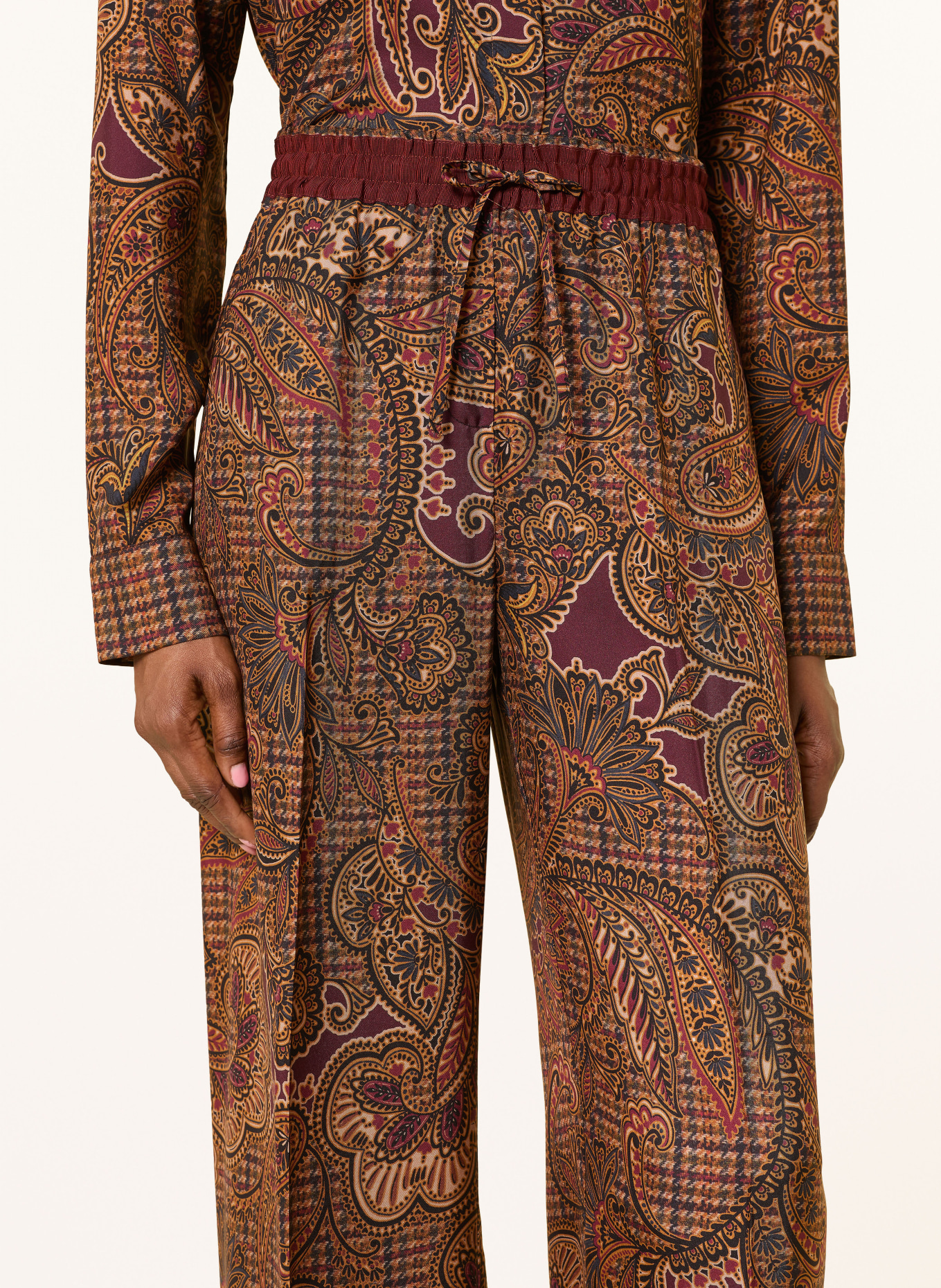 SEM PER LEI Marlenehose aus Seide: COGNAC / DUNKELLILA / SCHWARZ