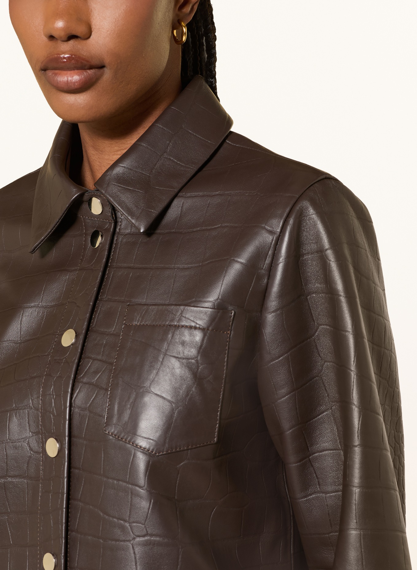 SEM PER LEI Lederjacke: DUNKELBRAUN
