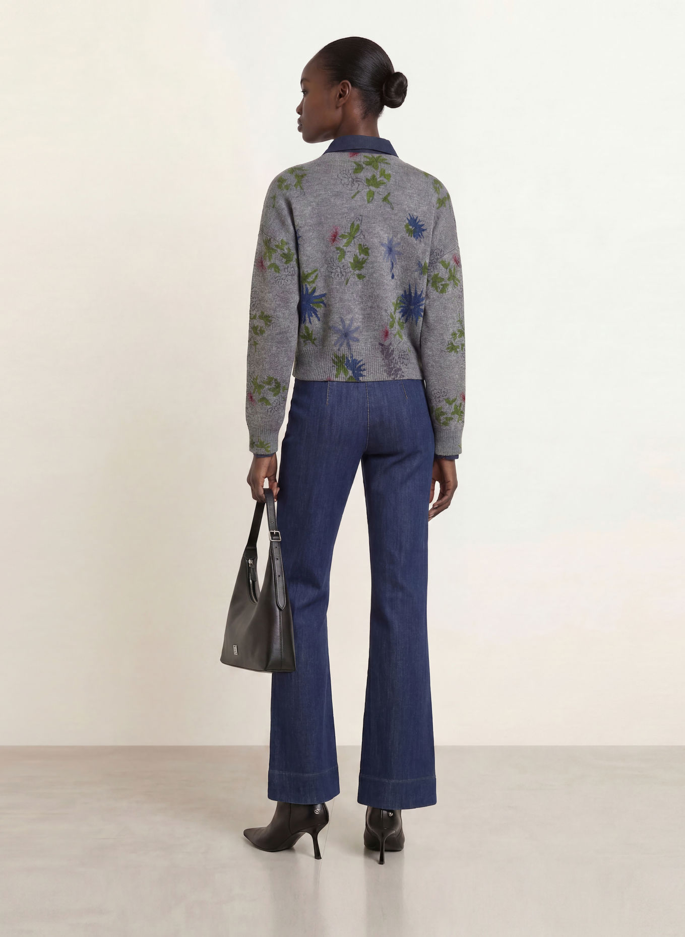 SEM PER LEI Sweater with gemstones: DARK GRAY / DARK GREEN / DARK BLUE