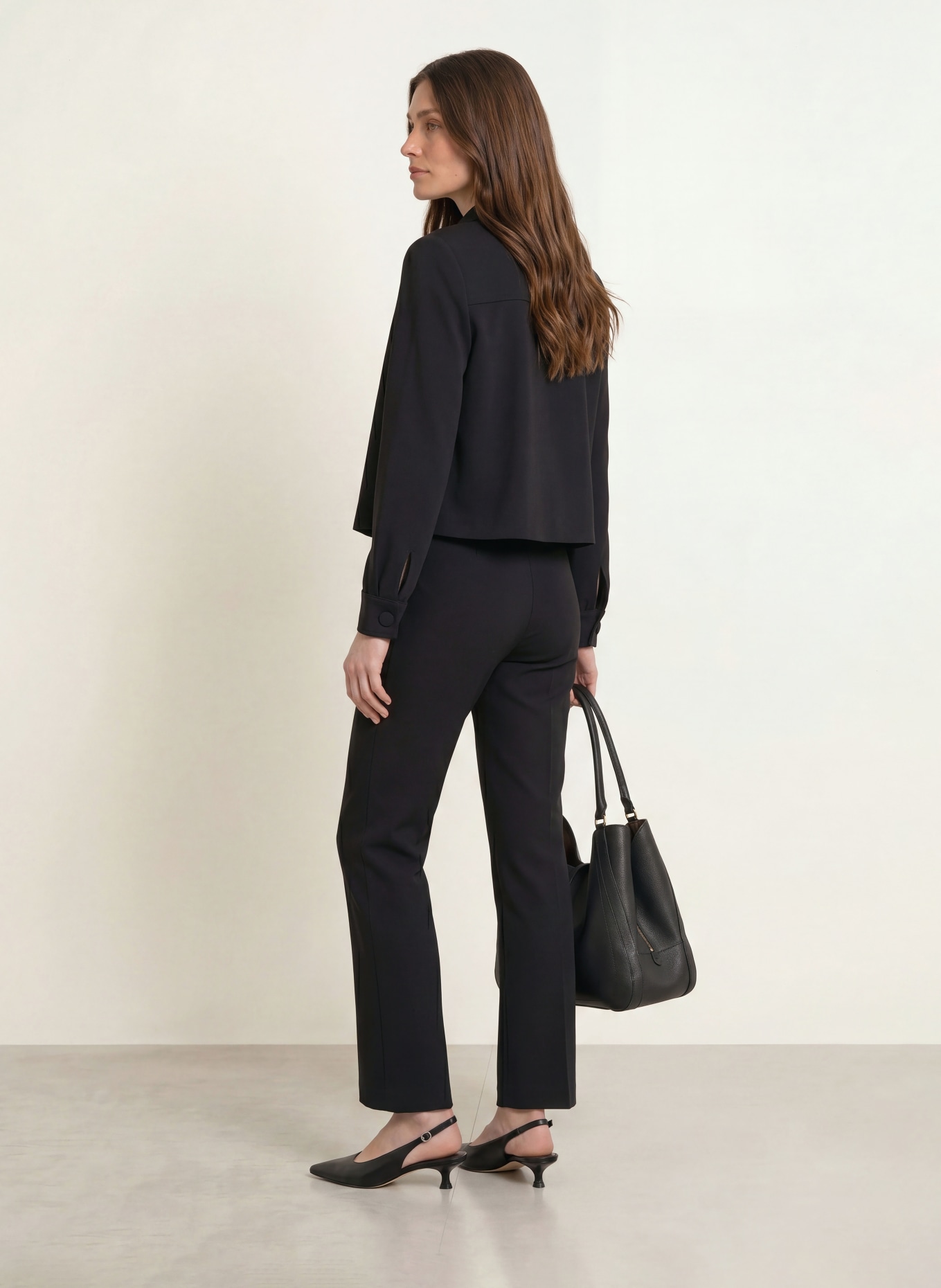 SEM PER LEI Pantaloni bootcut din jersey: NEGRU