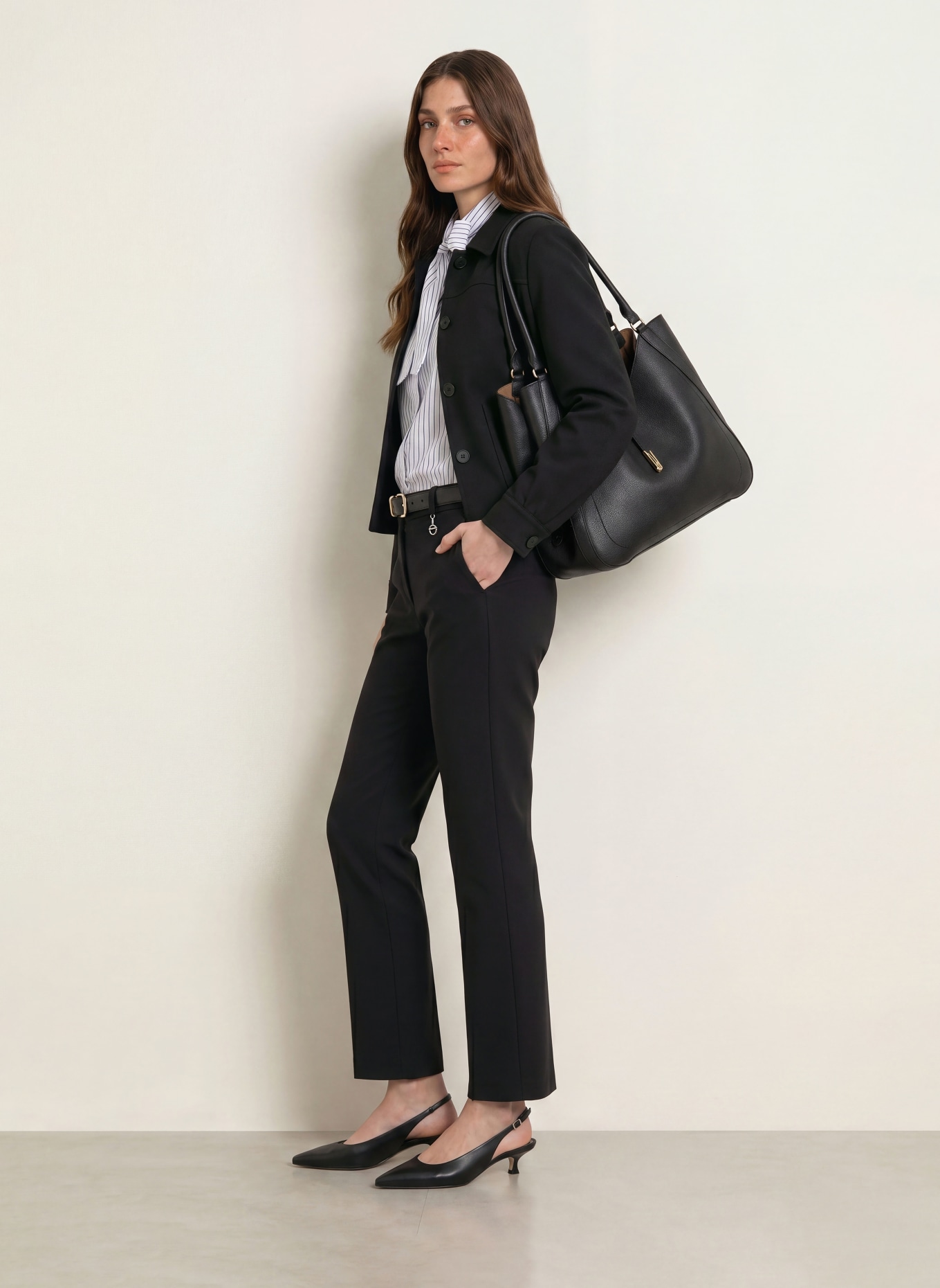 SEM PER LEI Pantaloni bootcut din jersey: NEGRU