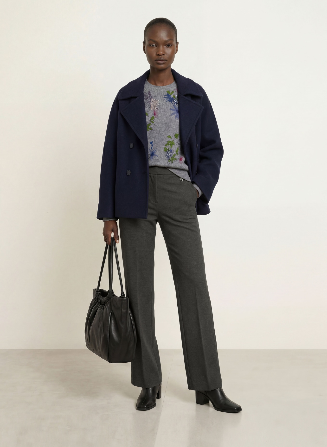 SEM PER LEI Bootcut jersey pants: DARK GRAY