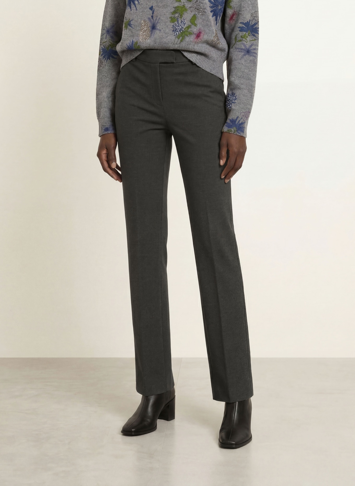 SEM PER LEI Bootcut jersey pants: DARK GRAY