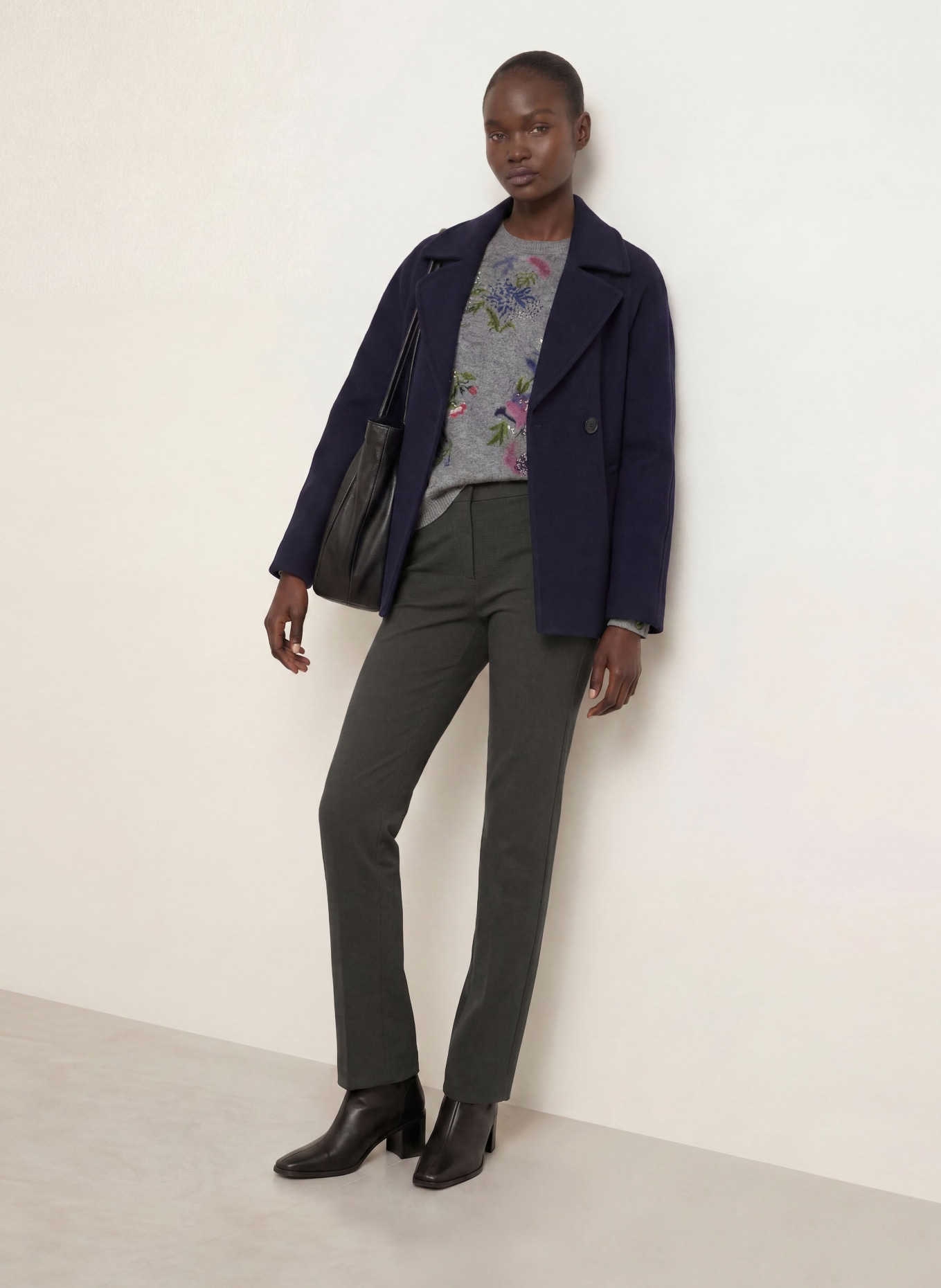 SEM PER LEI Bootcut jersey pants: DARK GRAY