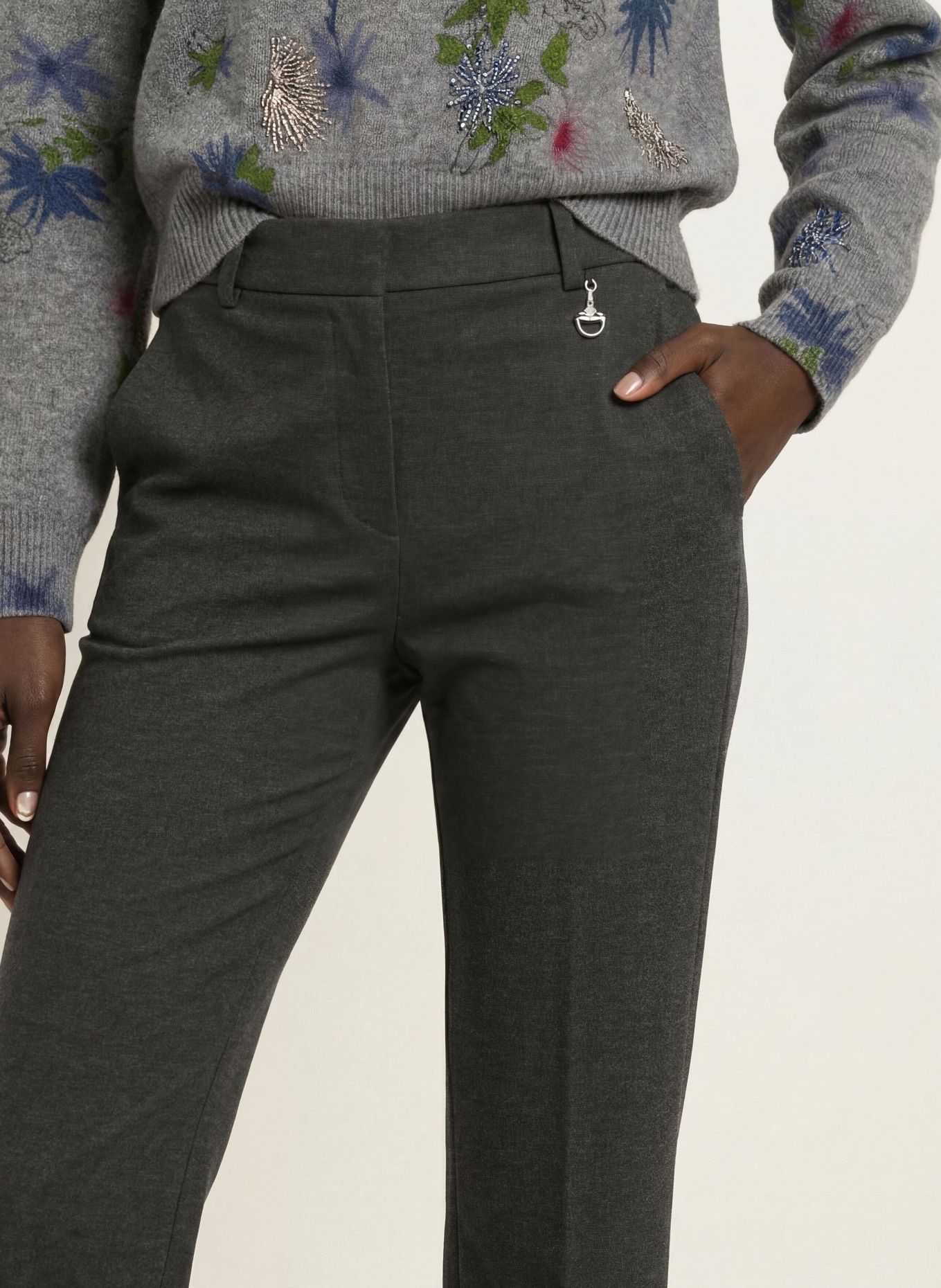 SEM PER LEI Bootcut jersey pants: DARK GRAY