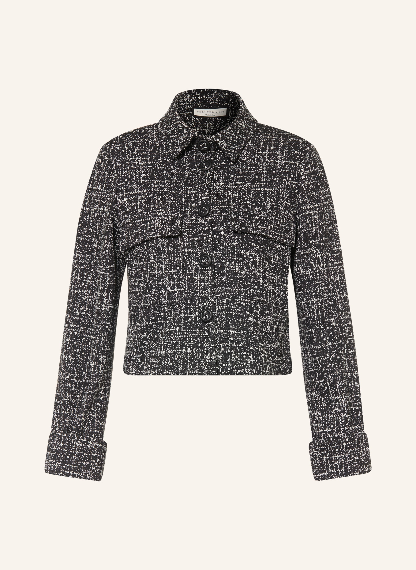 SEM PER LEI Kastanjacka i jersey: SVART / VIT