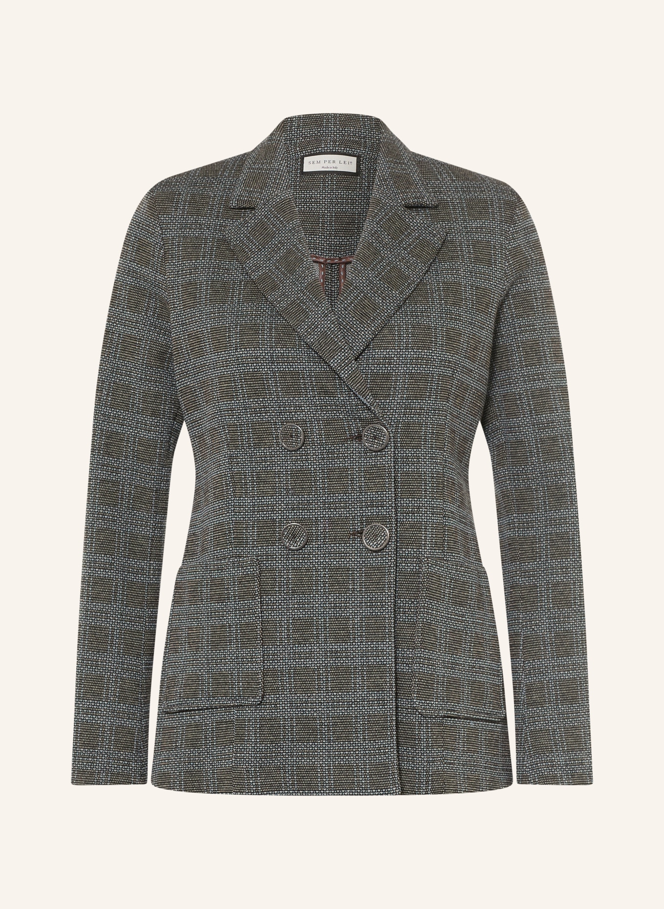 SEM PER LEI Jerseyblazer: SCHWARZ / ECRU / HELLBLAU