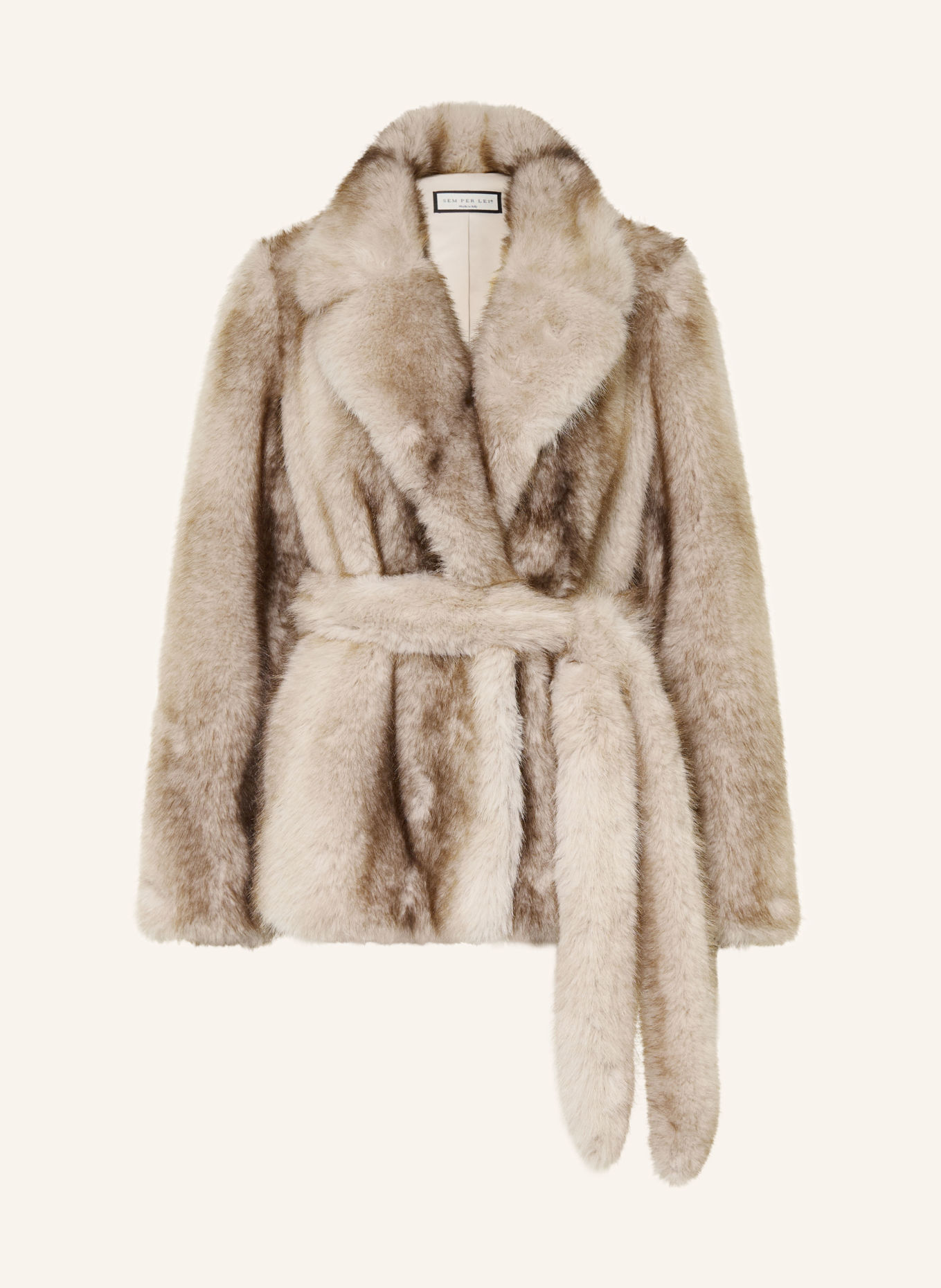 SEM PER LEI Faux fur jacket: CREAM / DARK BROWN / BROWN