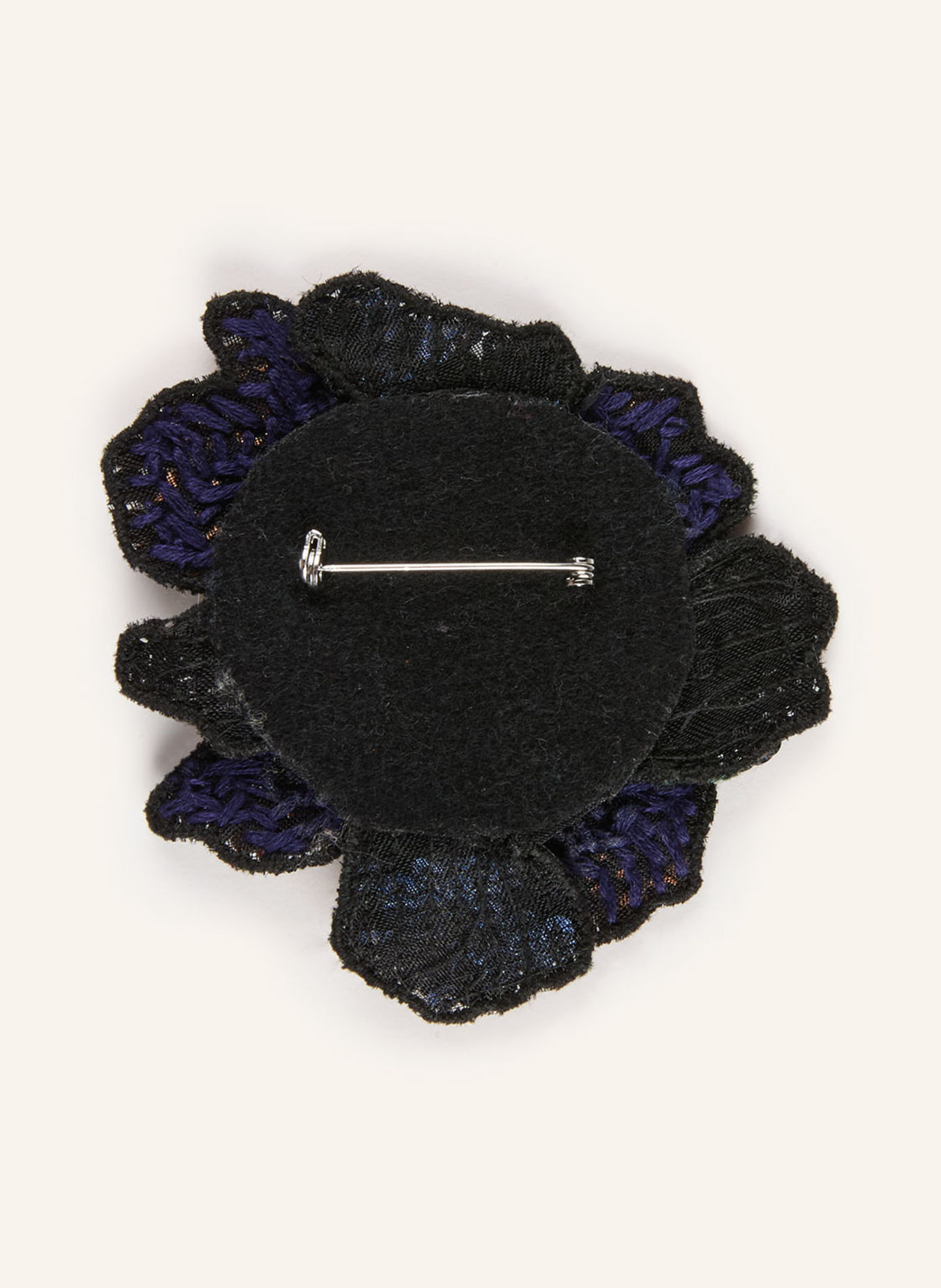 SEM PER LEI Brooch with sequins: BLUE / BROWN / BLACK