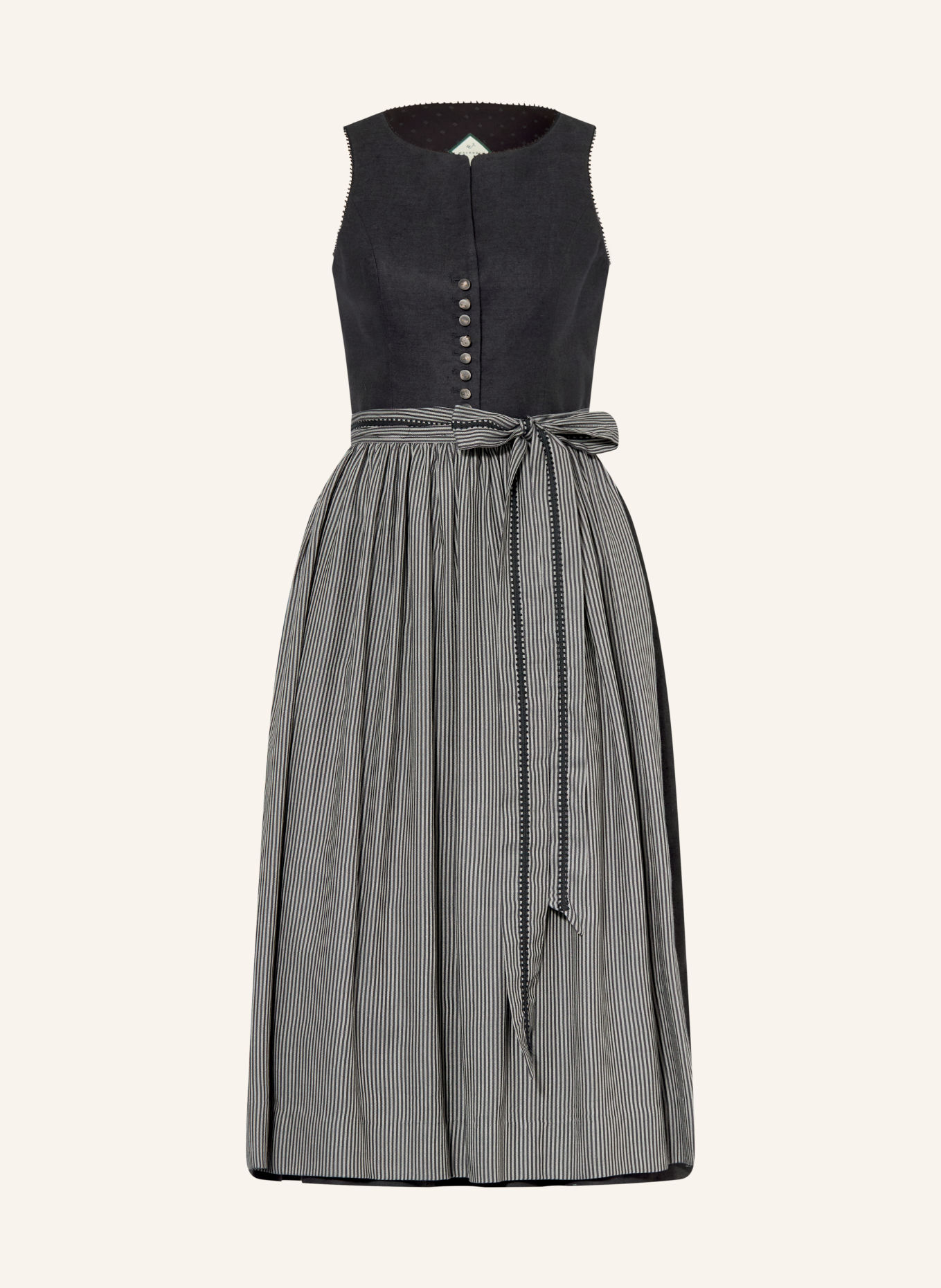 WALDORFF Dirndl ALBA van linnen: ZWART / GRIJS