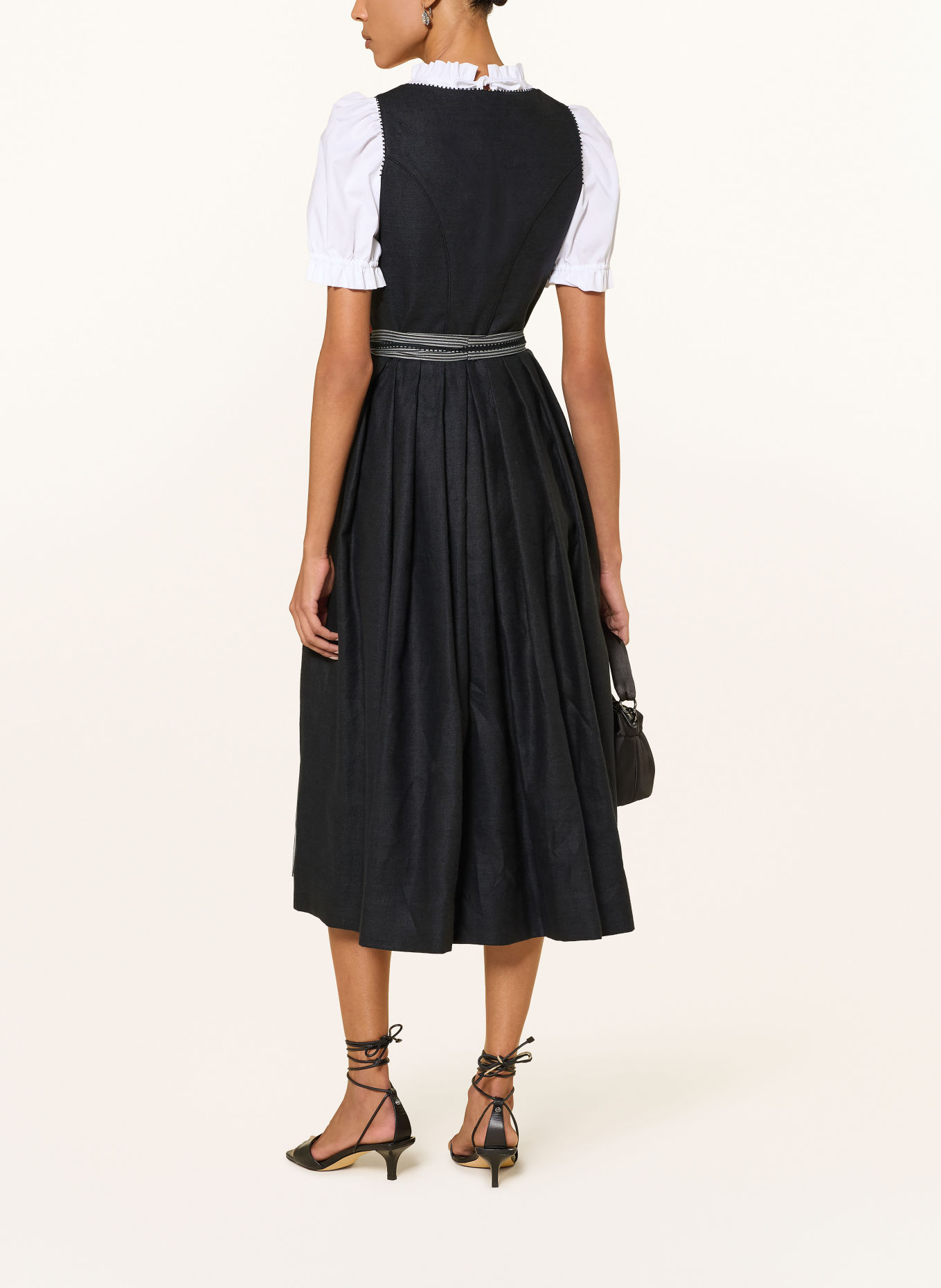 WALDORFF Dirndl ALBA van linnen: ZWART / GRIJS