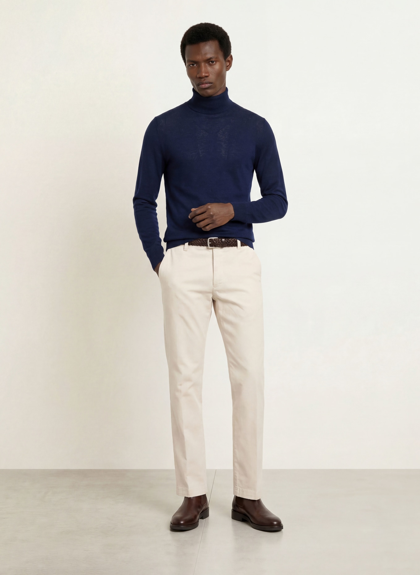 CHAS Rollkragenpullover aus Merinowolle: DUNKELBLAU