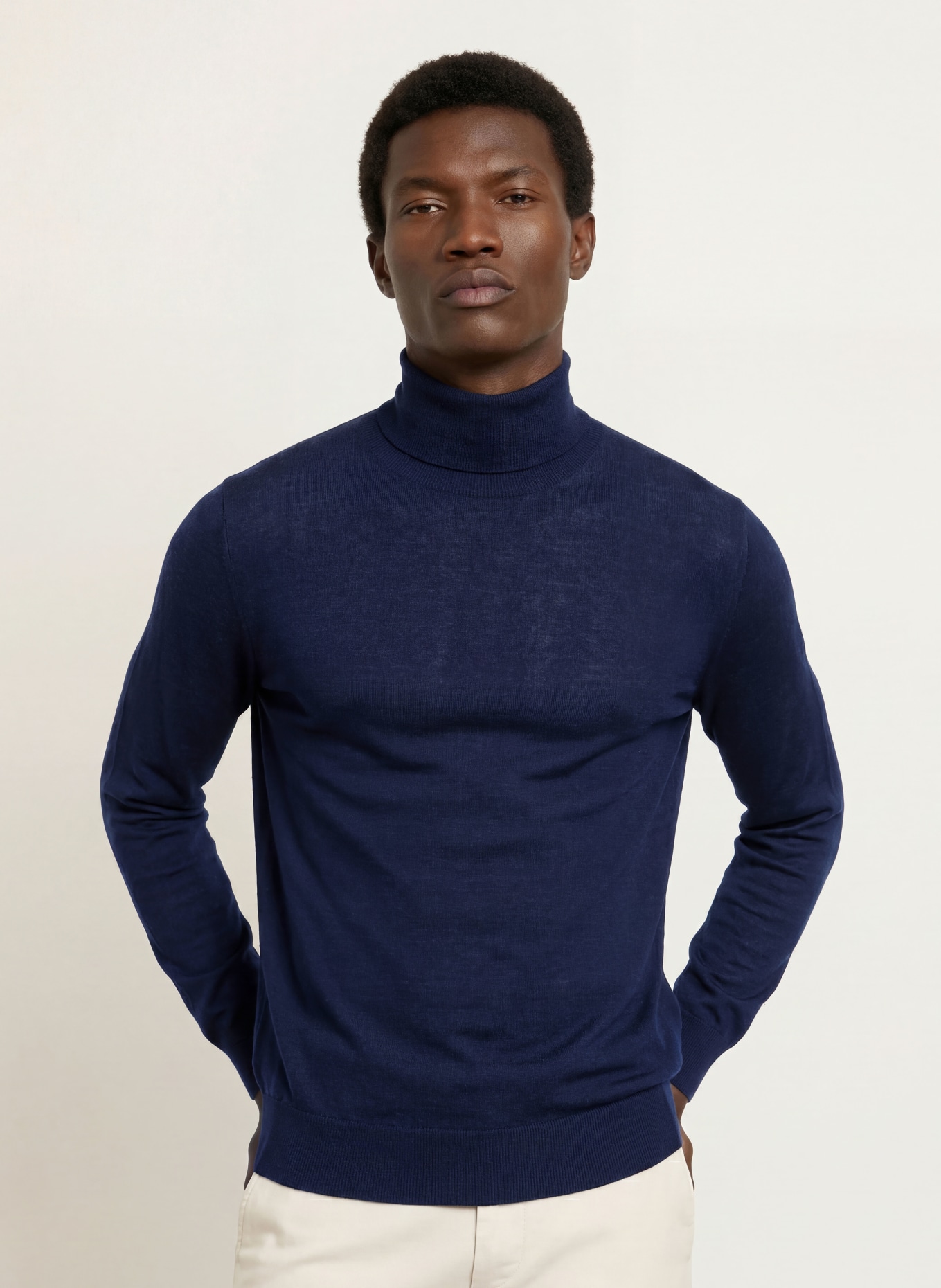 CHAS Rollkragenpullover aus Merinowolle: DUNKELBLAU